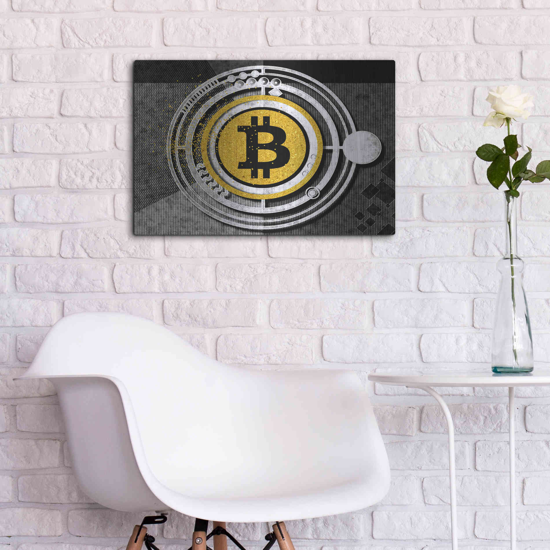 Luxe Metal Art 'Bitcoin Glitterball' by Karen Smith Metal Wall Art,24x16