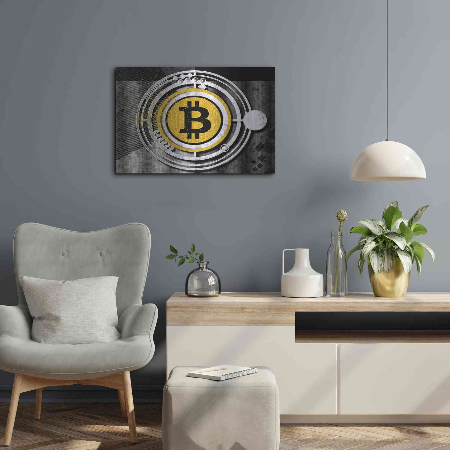 Luxe Metal Art 'Bitcoin Glitterball' by Karen Smith Metal Wall Art,24x16