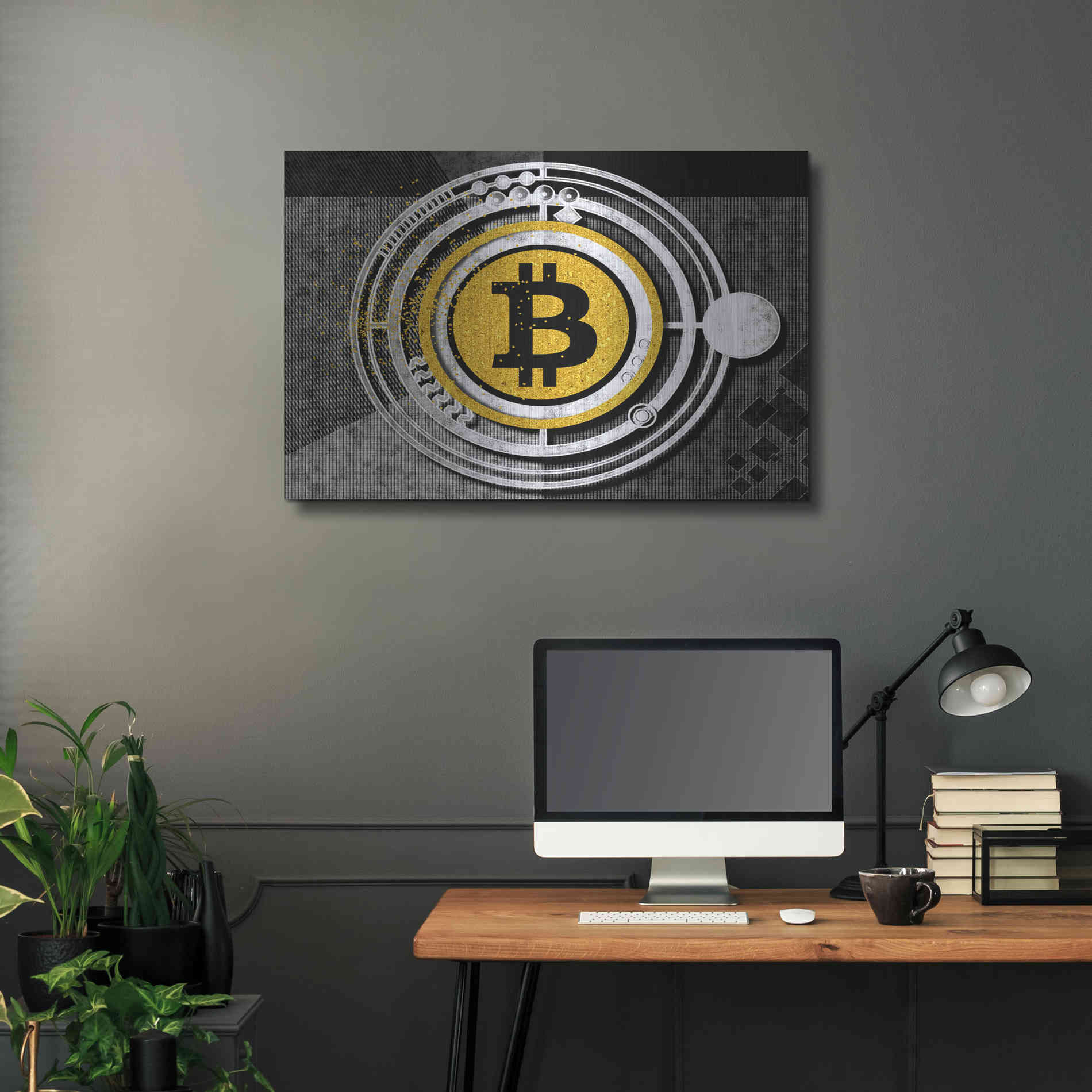 Luxe Metal Art 'Bitcoin Glitterball' by Karen Smith Metal Wall Art,36x24