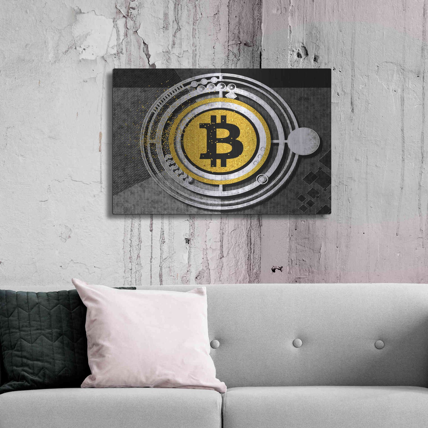 Luxe Metal Art 'Bitcoin Glitterball' by Karen Smith Metal Wall Art,36x24