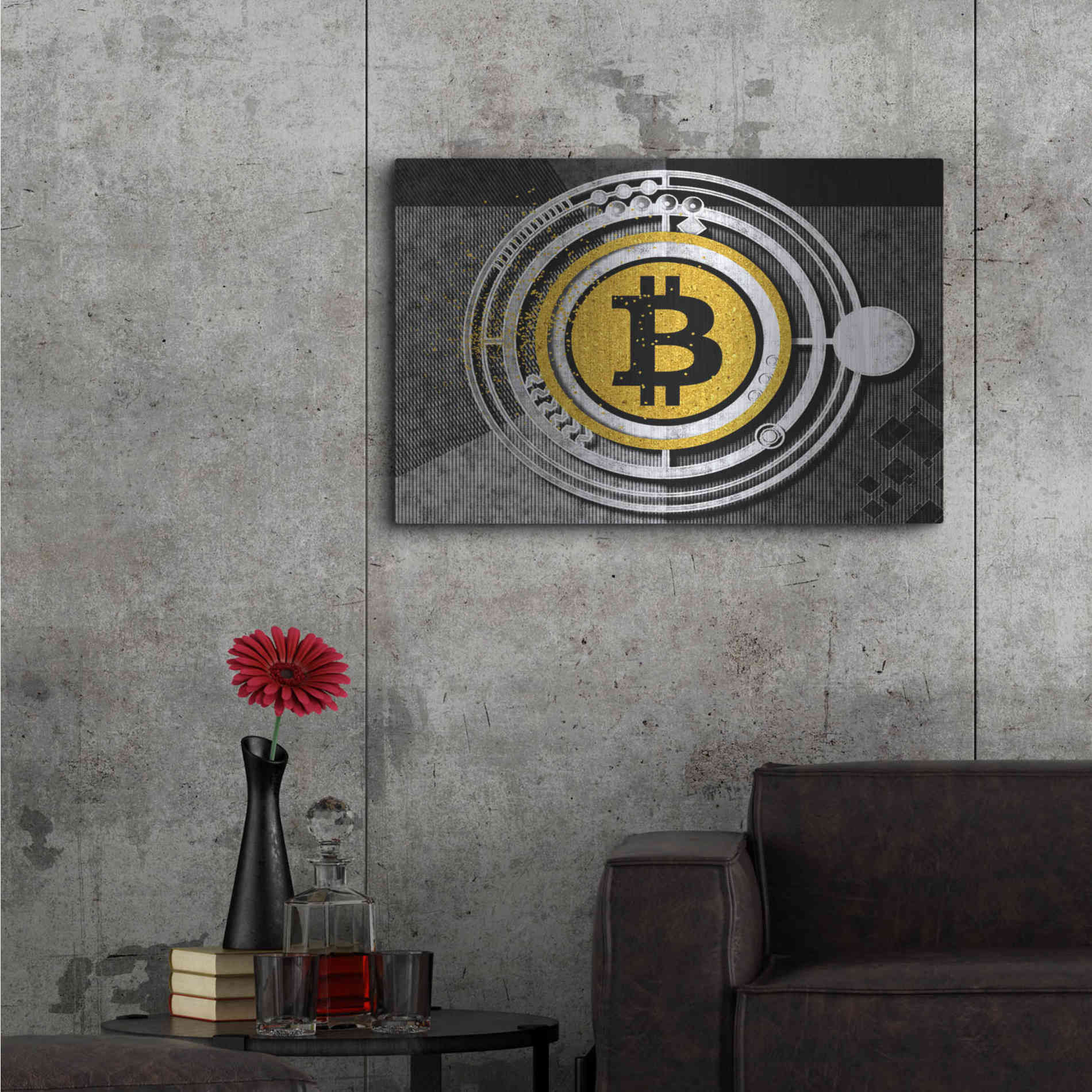 Luxe Metal Art 'Bitcoin Glitterball' by Karen Smith Metal Wall Art,36x24