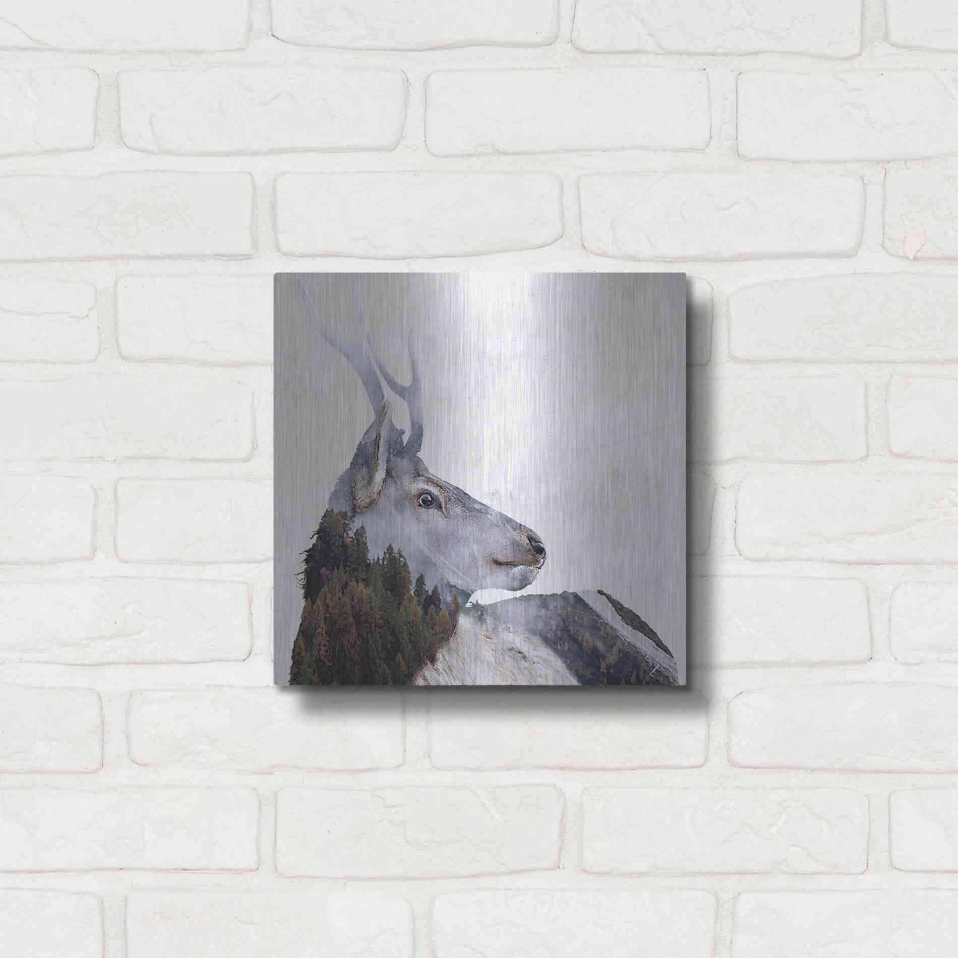 Luxe Metal Art 'Alpine Stag' by Karen Smith Metal Wall Art,12x12