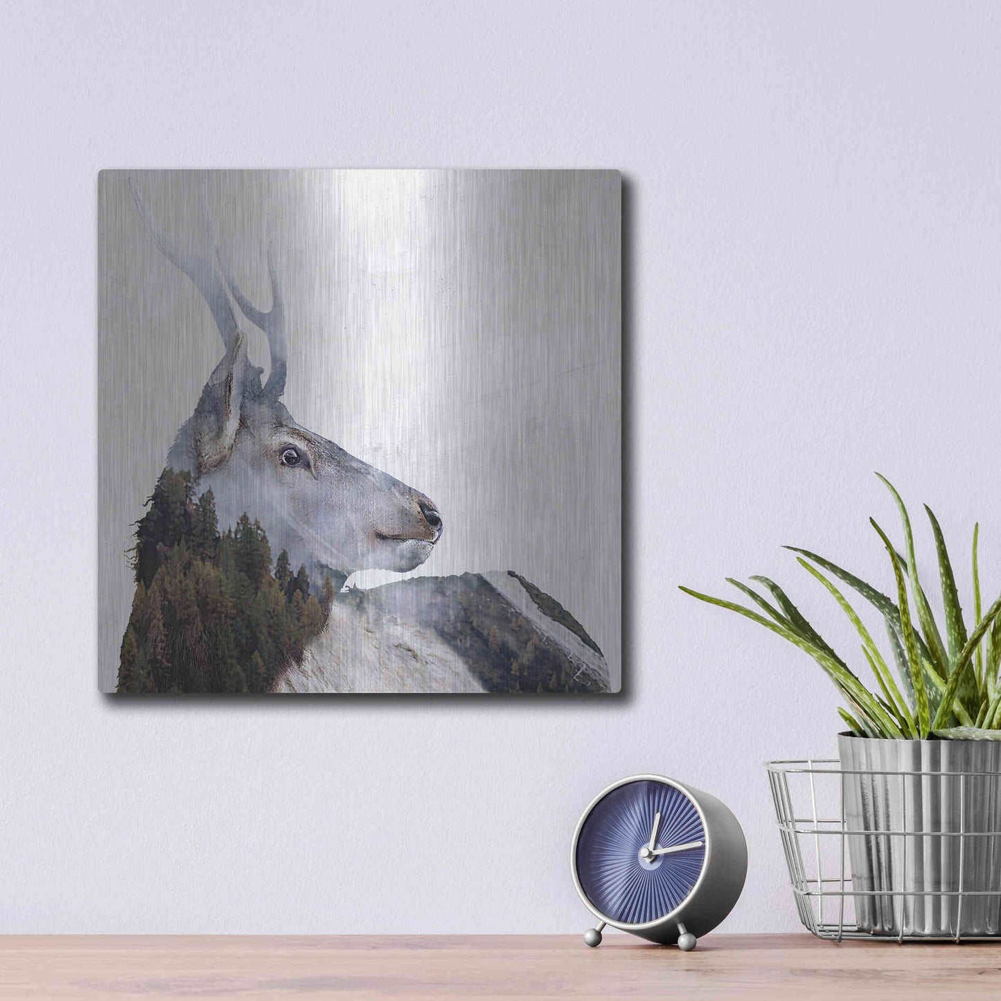 Luxe Metal Art 'Alpine Stag' by Karen Smith Metal Wall Art,12x12