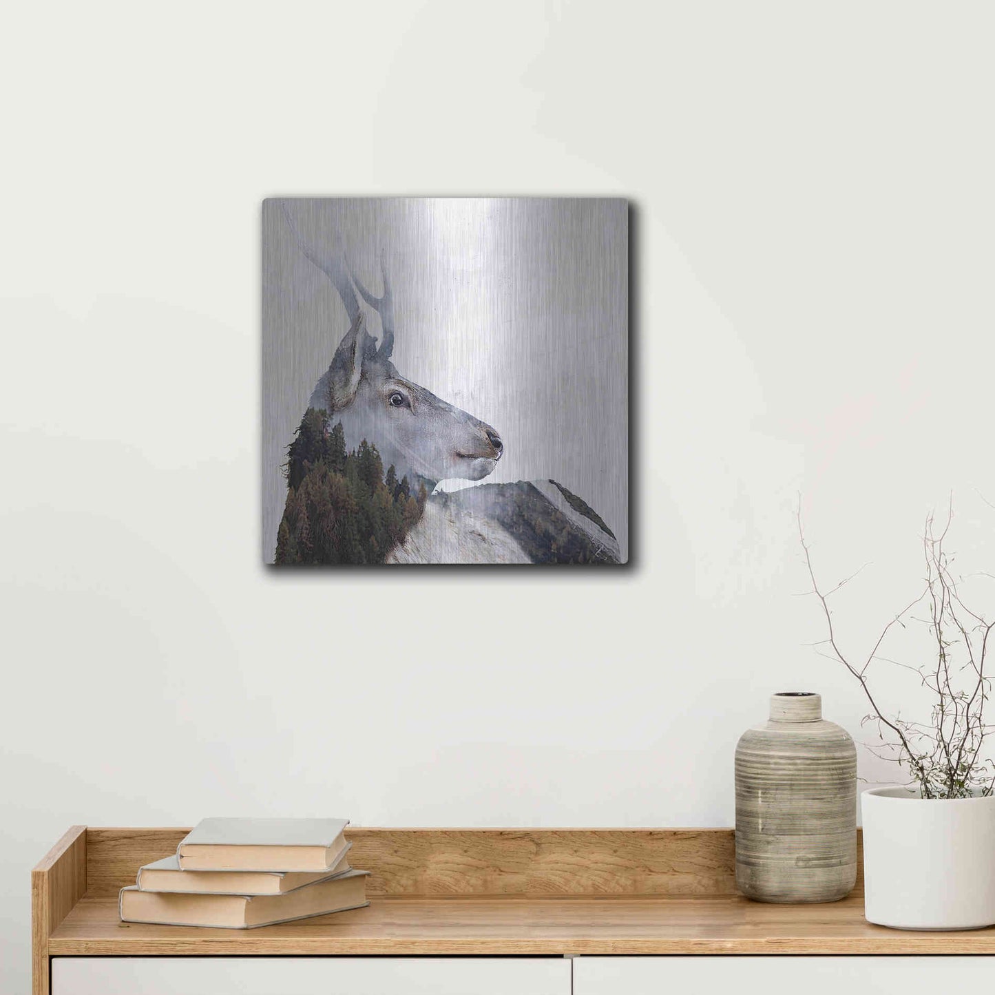 Luxe Metal Art 'Alpine Stag' by Karen Smith Metal Wall Art,12x12