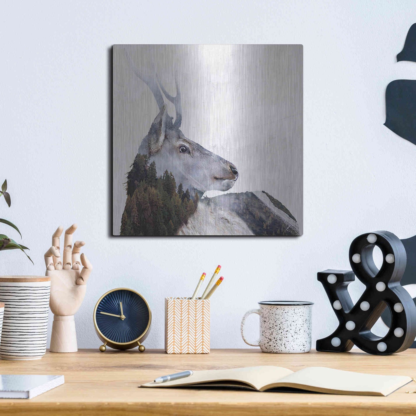 Luxe Metal Art 'Alpine Stag' by Karen Smith Metal Wall Art,12x12