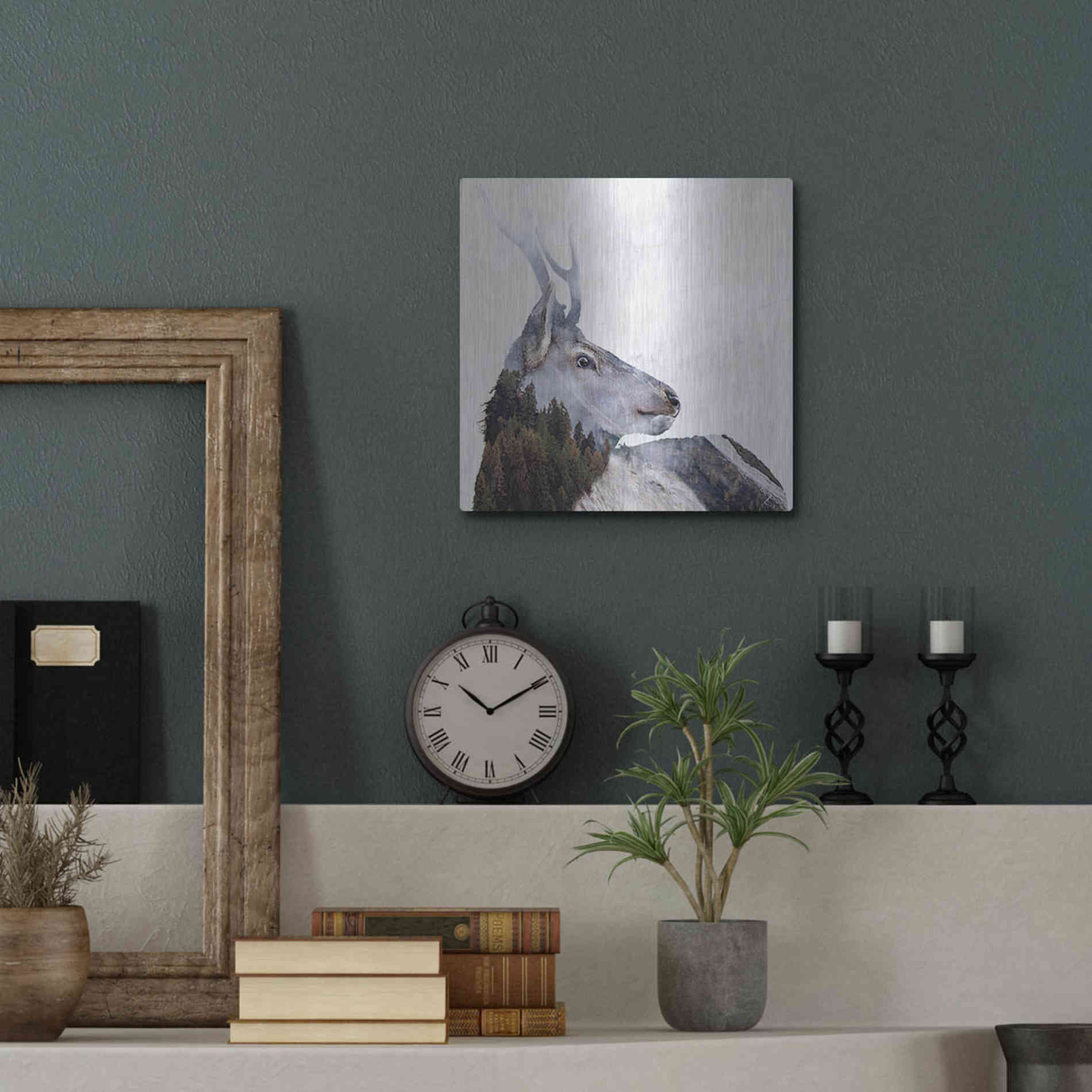 Luxe Metal Art 'Alpine Stag' by Karen Smith Metal Wall Art,12x12