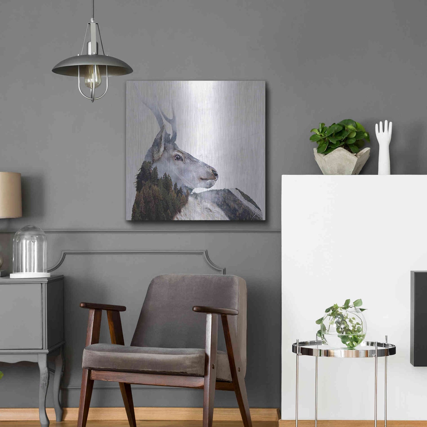 Luxe Metal Art 'Alpine Stag' by Karen Smith Metal Wall Art,24x24