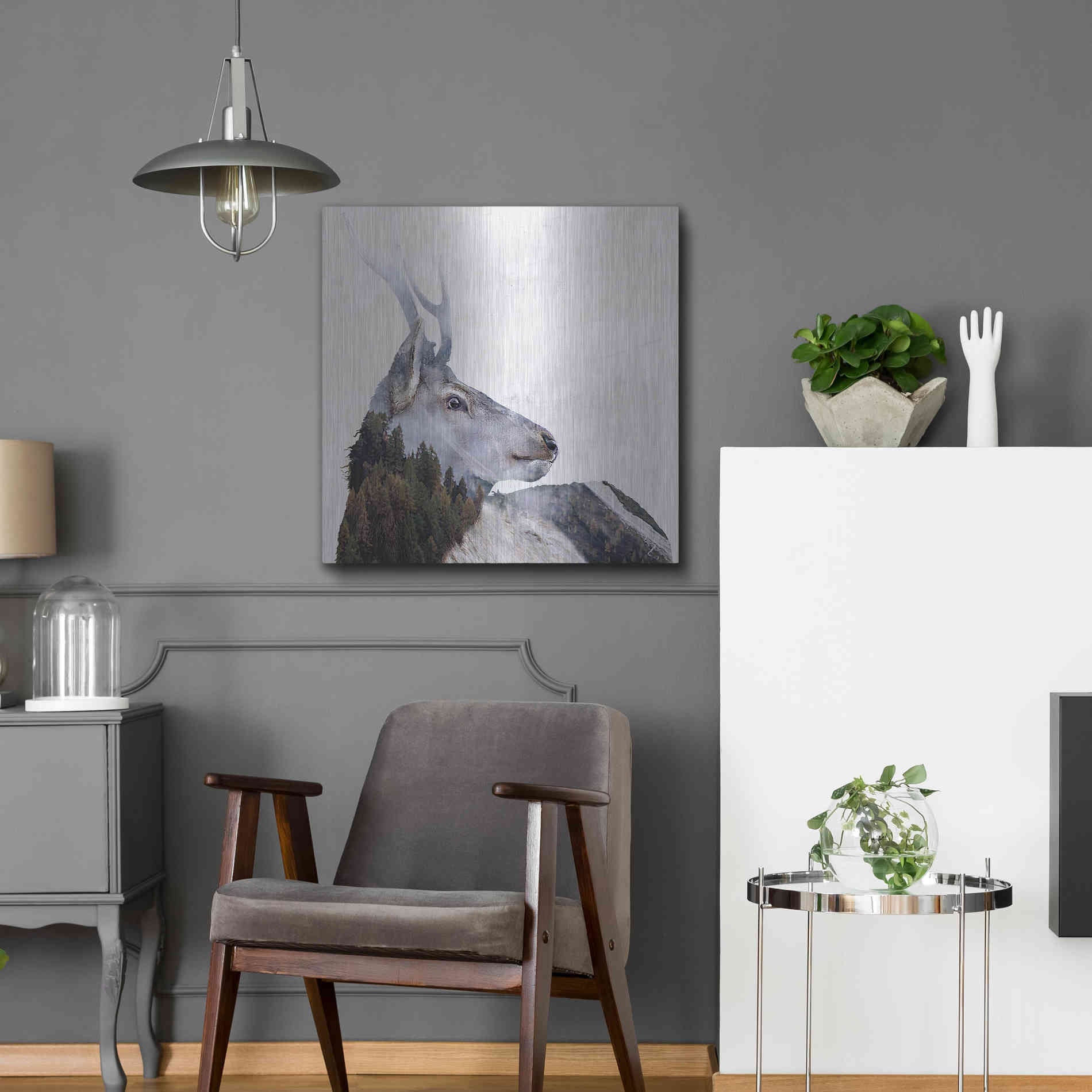 Luxe Metal Art 'Alpine Stag' by Karen Smith Metal Wall Art,24x24