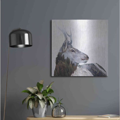 Luxe Metal Art 'Alpine Stag' by Karen Smith Metal Wall Art,24x24