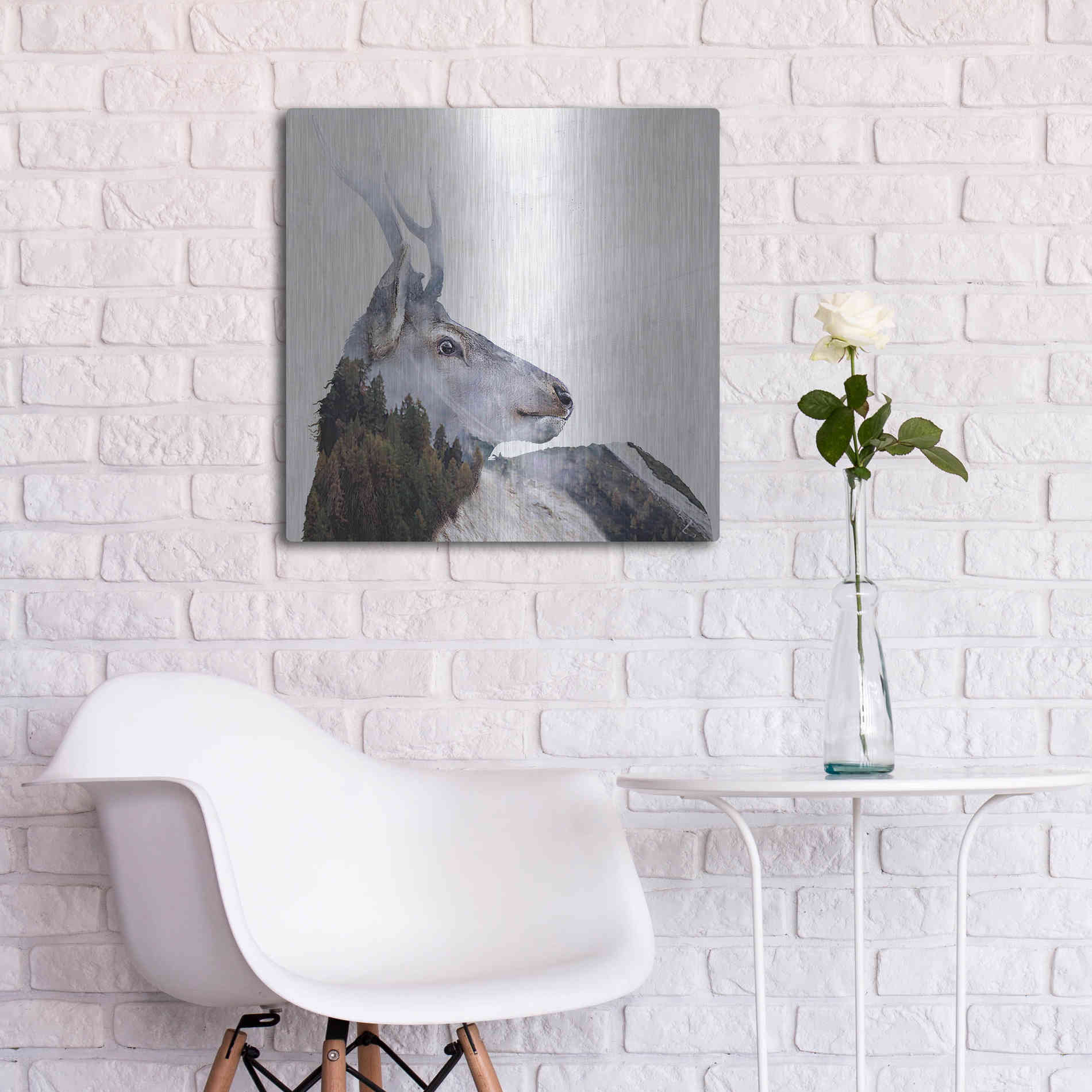 Luxe Metal Art 'Alpine Stag' by Karen Smith Metal Wall Art,24x24