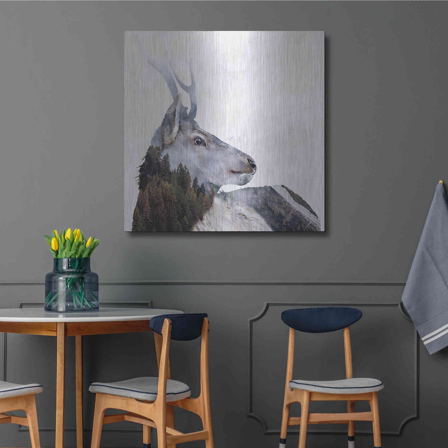 Luxe Metal Art 'Alpine Stag' by Karen Smith Metal Wall Art,36x36