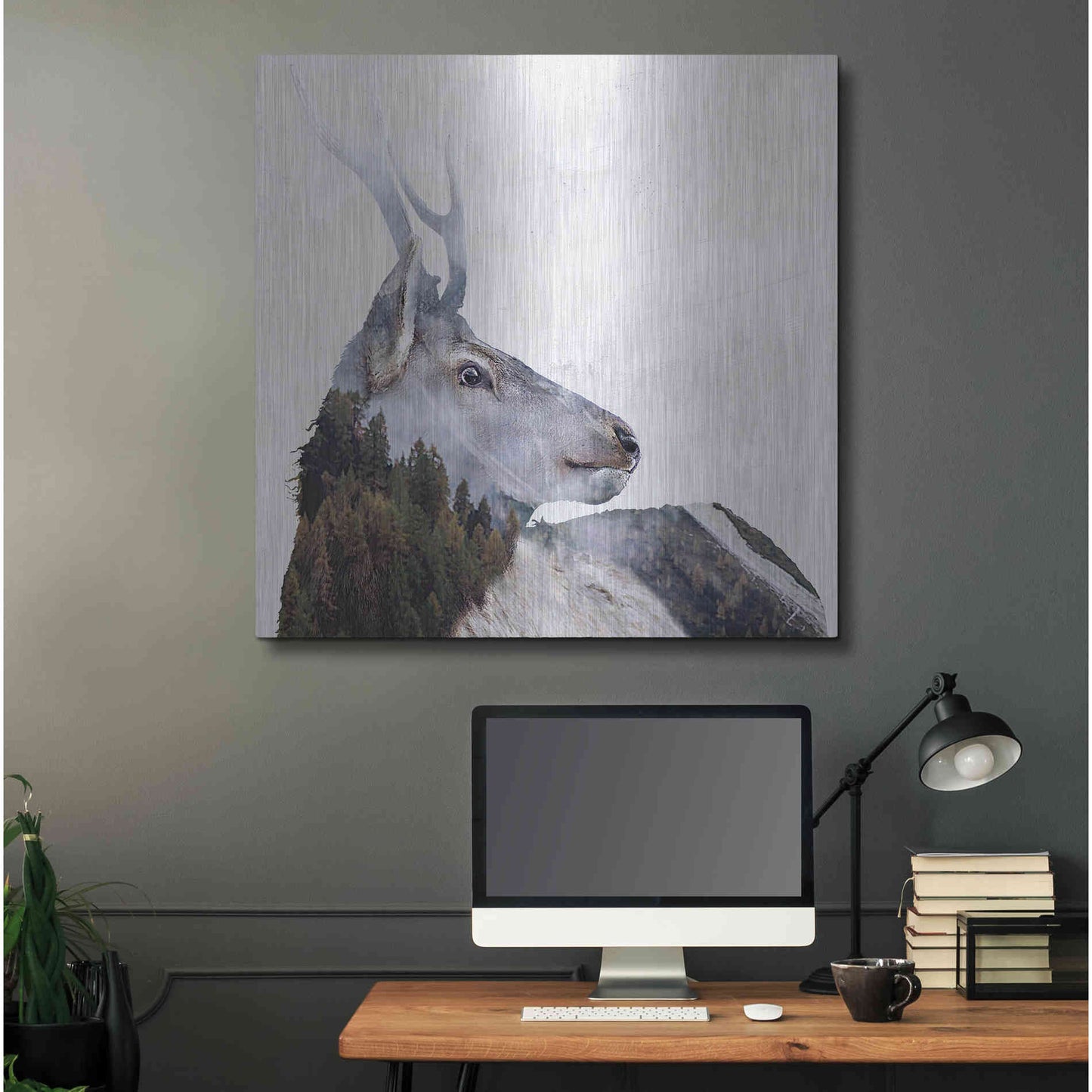 Luxe Metal Art 'Alpine Stag' by Karen Smith Metal Wall Art,36x36