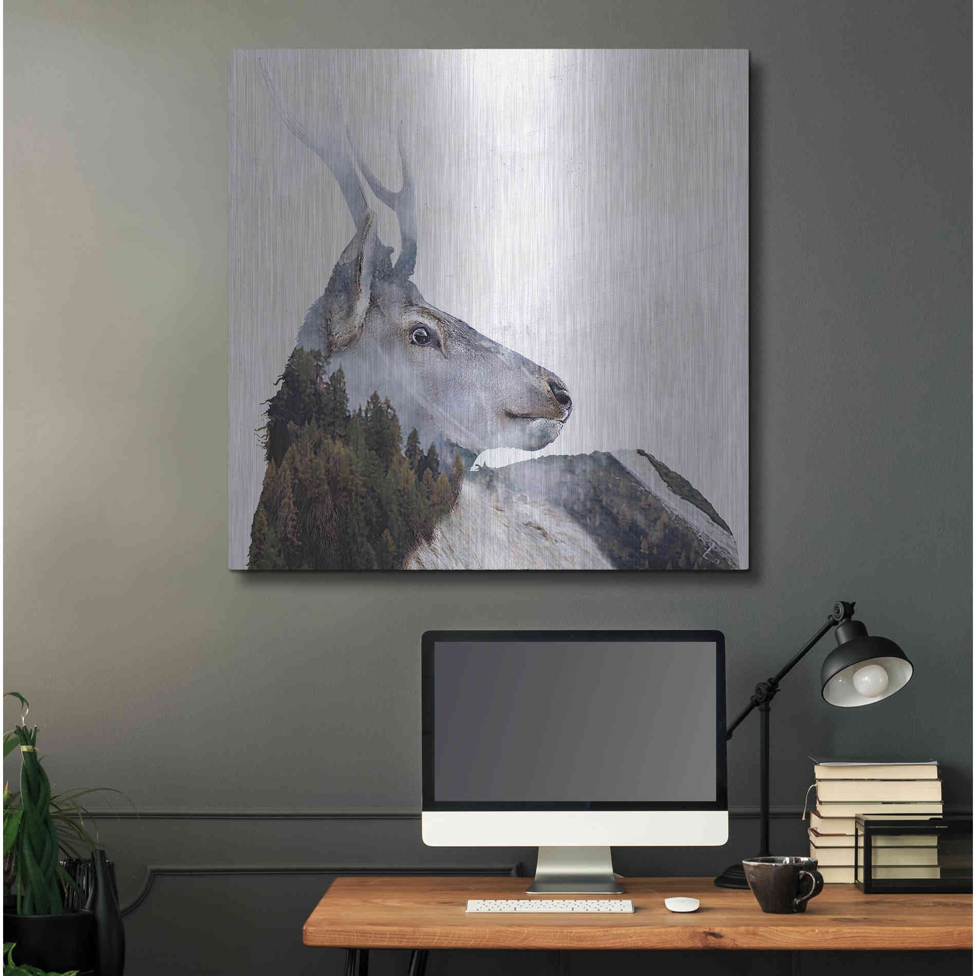 Luxe Metal Art 'Alpine Stag' by Karen Smith Metal Wall Art,36x36