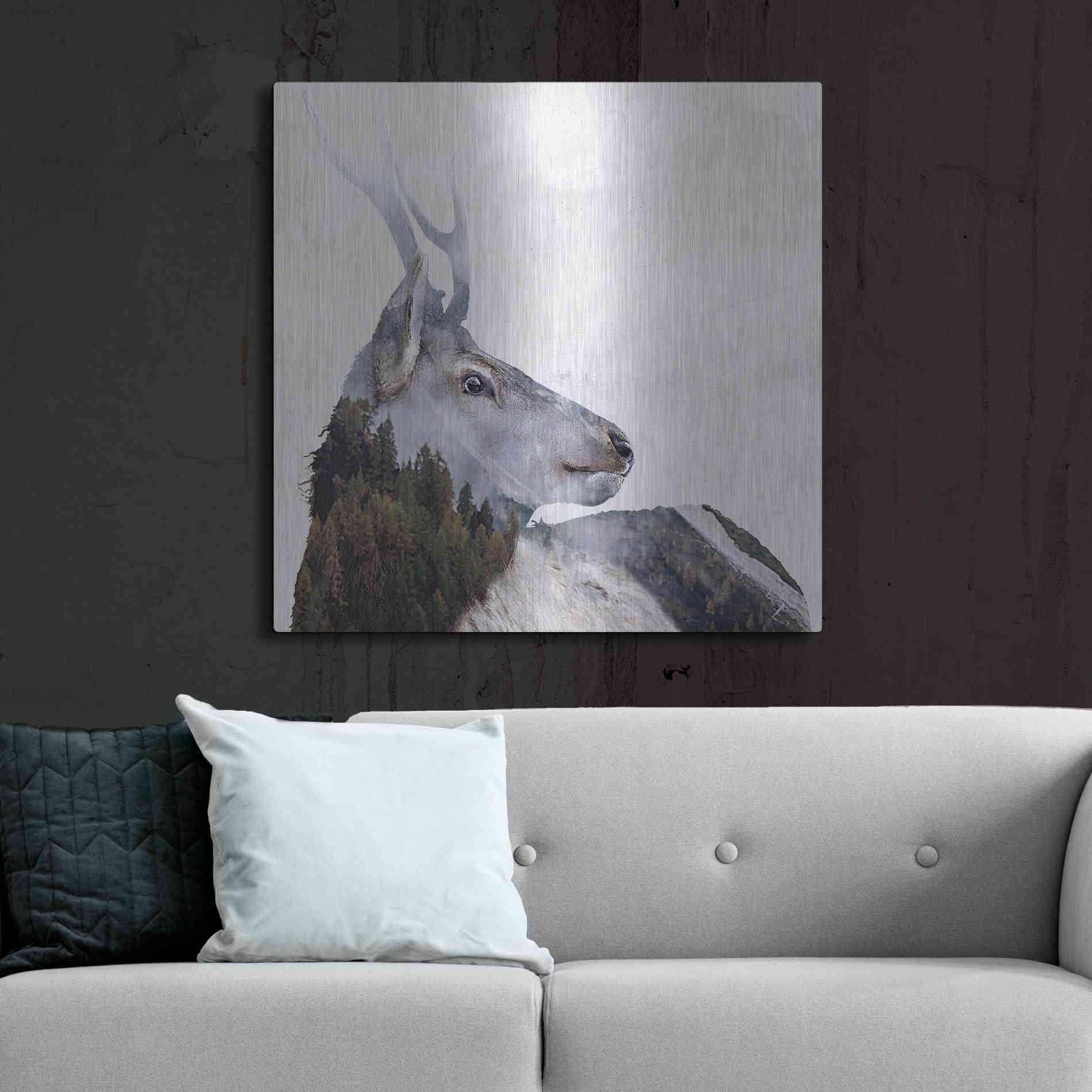 Luxe Metal Art 'Alpine Stag' by Karen Smith Metal Wall Art,36x36