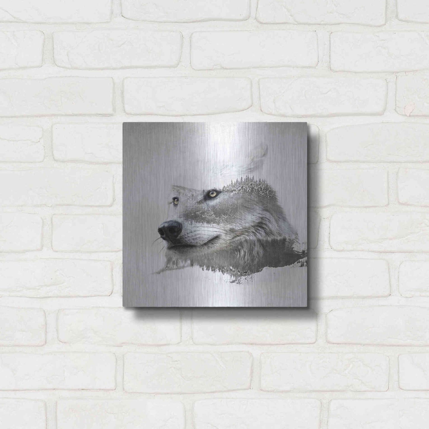 Luxe Metal Art 'Wolf In Ice' by Karen Smith Metal Wall Art,12x12