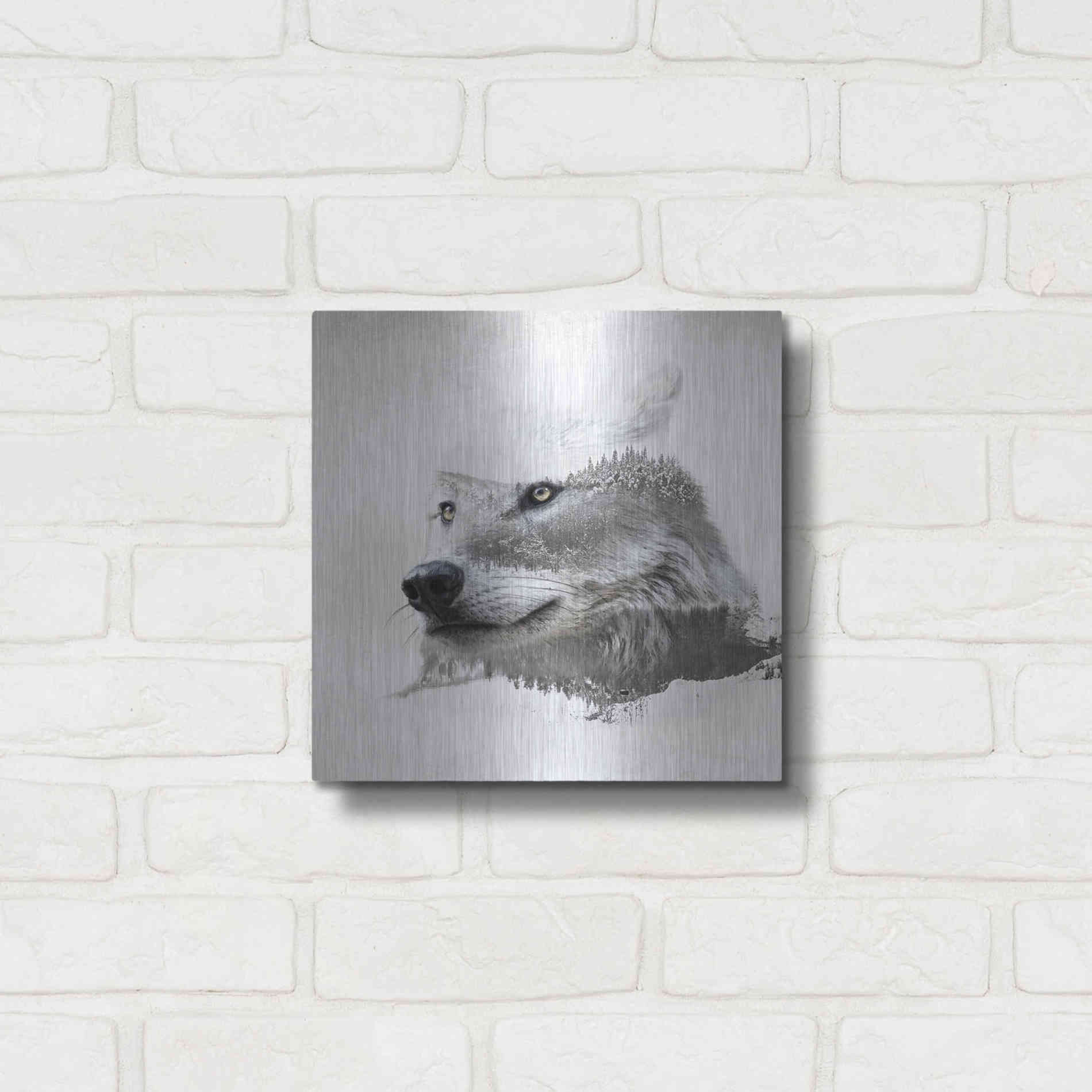 Luxe Metal Art 'Wolf In Ice' by Karen Smith Metal Wall Art,12x12