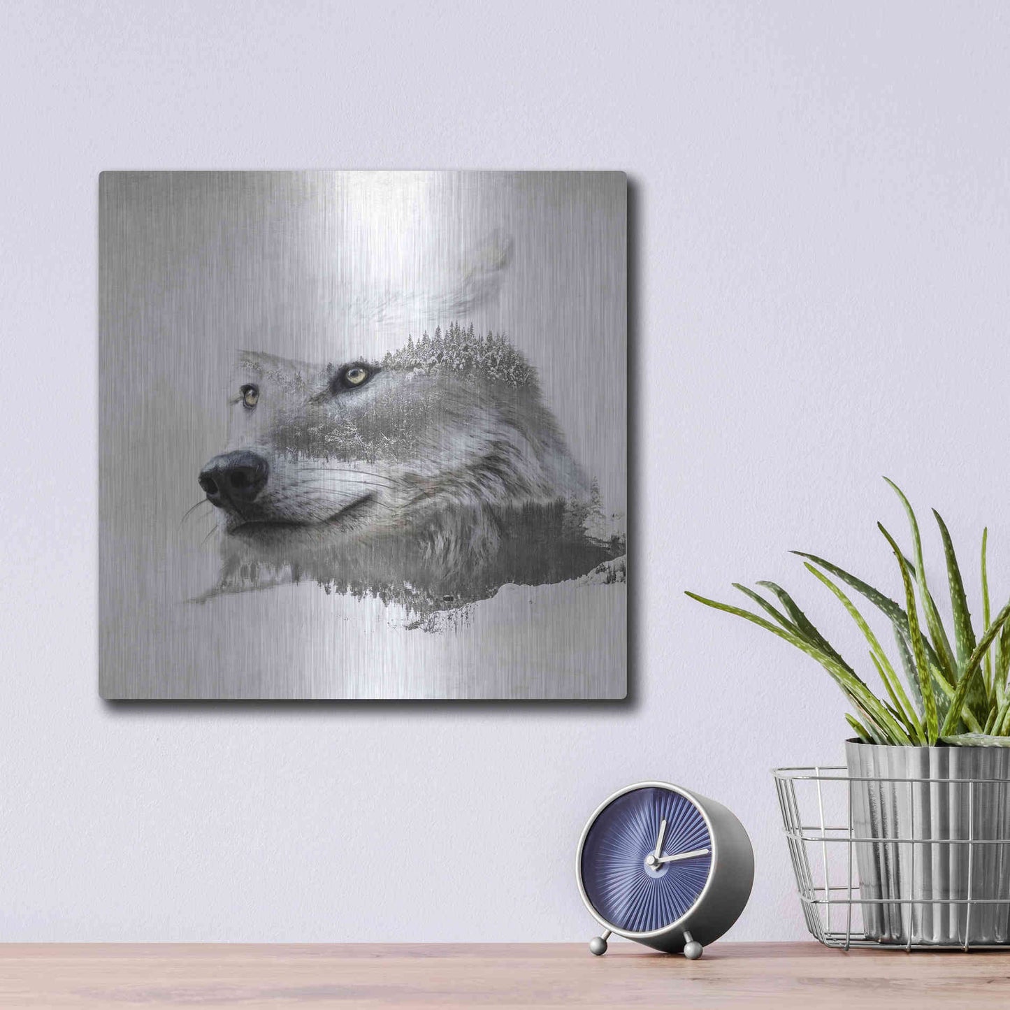 Luxe Metal Art 'Wolf In Ice' by Karen Smith Metal Wall Art,12x12