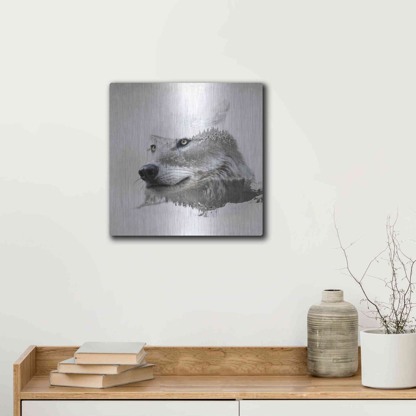 Luxe Metal Art 'Wolf In Ice' by Karen Smith Metal Wall Art,12x12