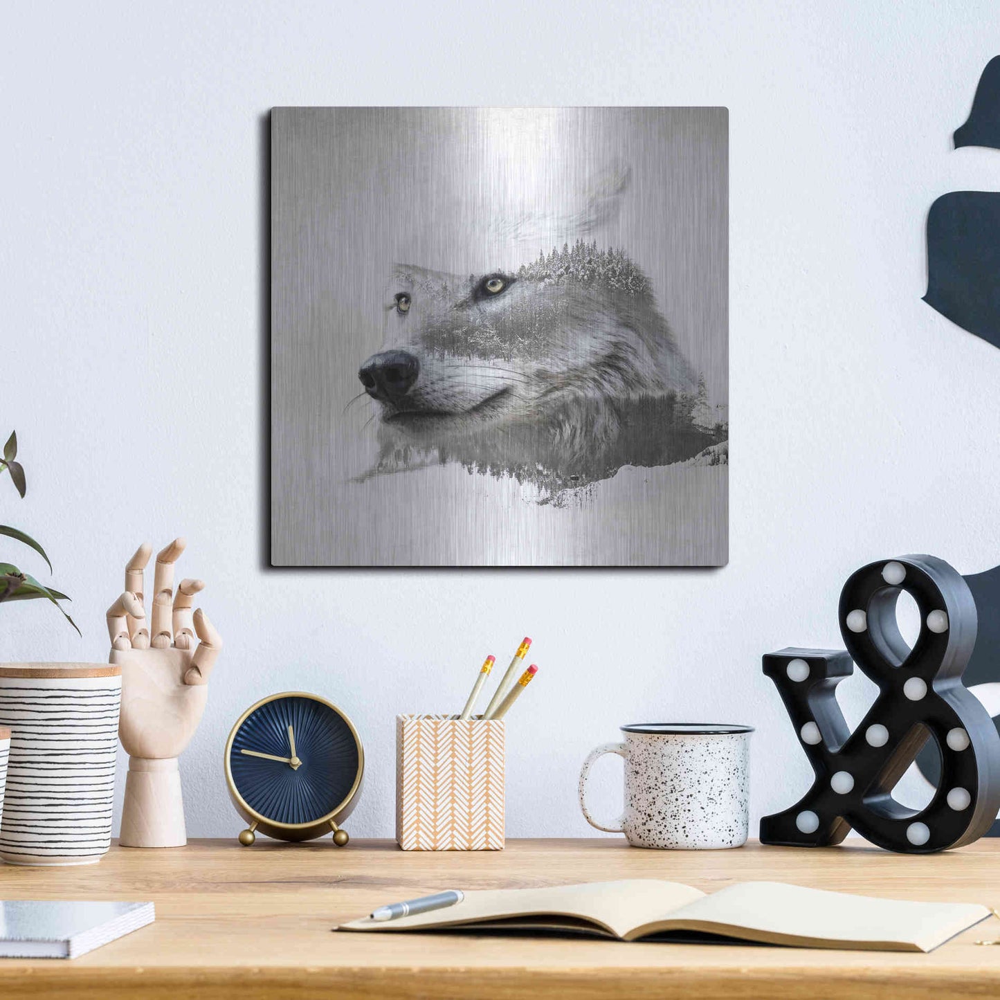 Luxe Metal Art 'Wolf In Ice' by Karen Smith Metal Wall Art,12x12