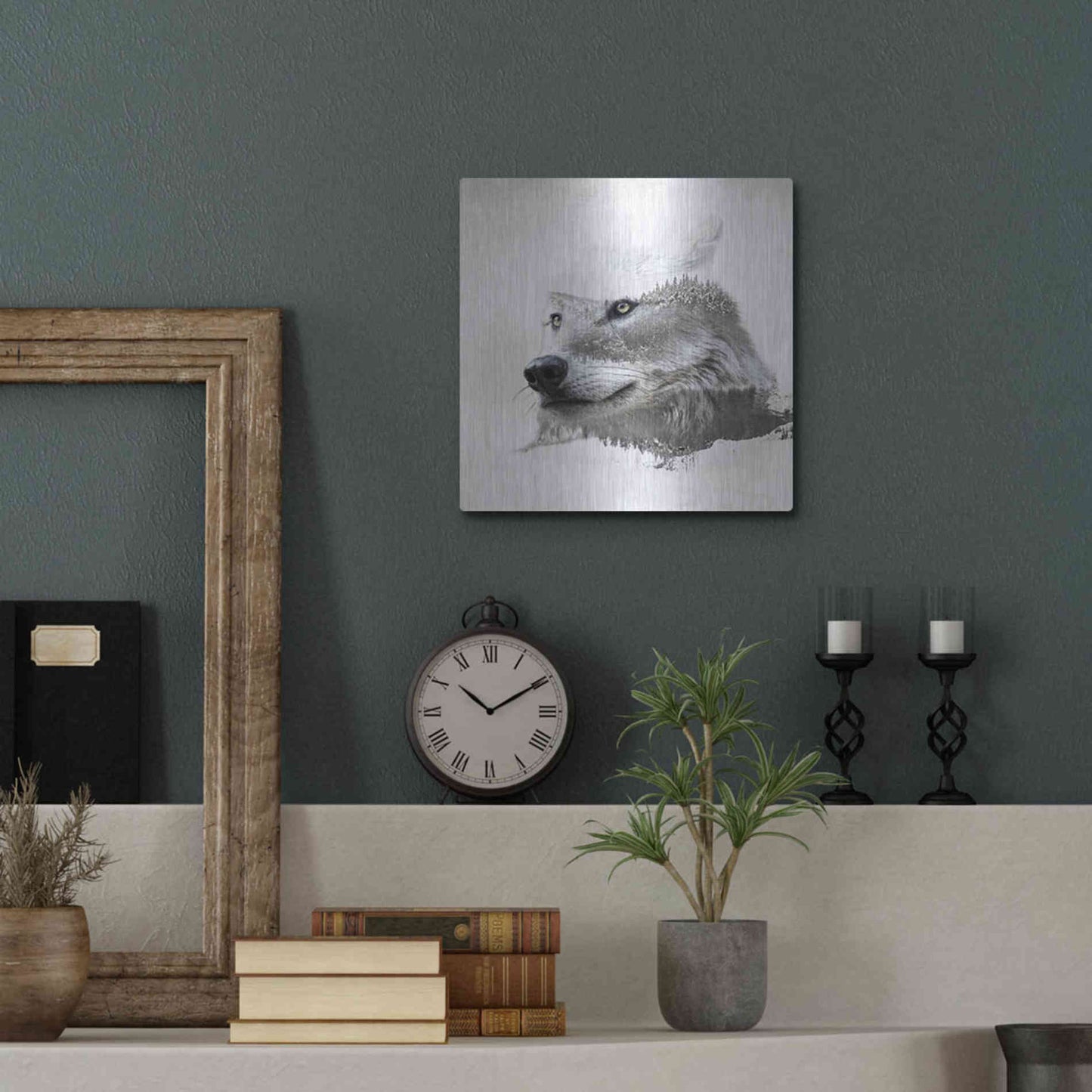 Luxe Metal Art 'Wolf In Ice' by Karen Smith Metal Wall Art,12x12