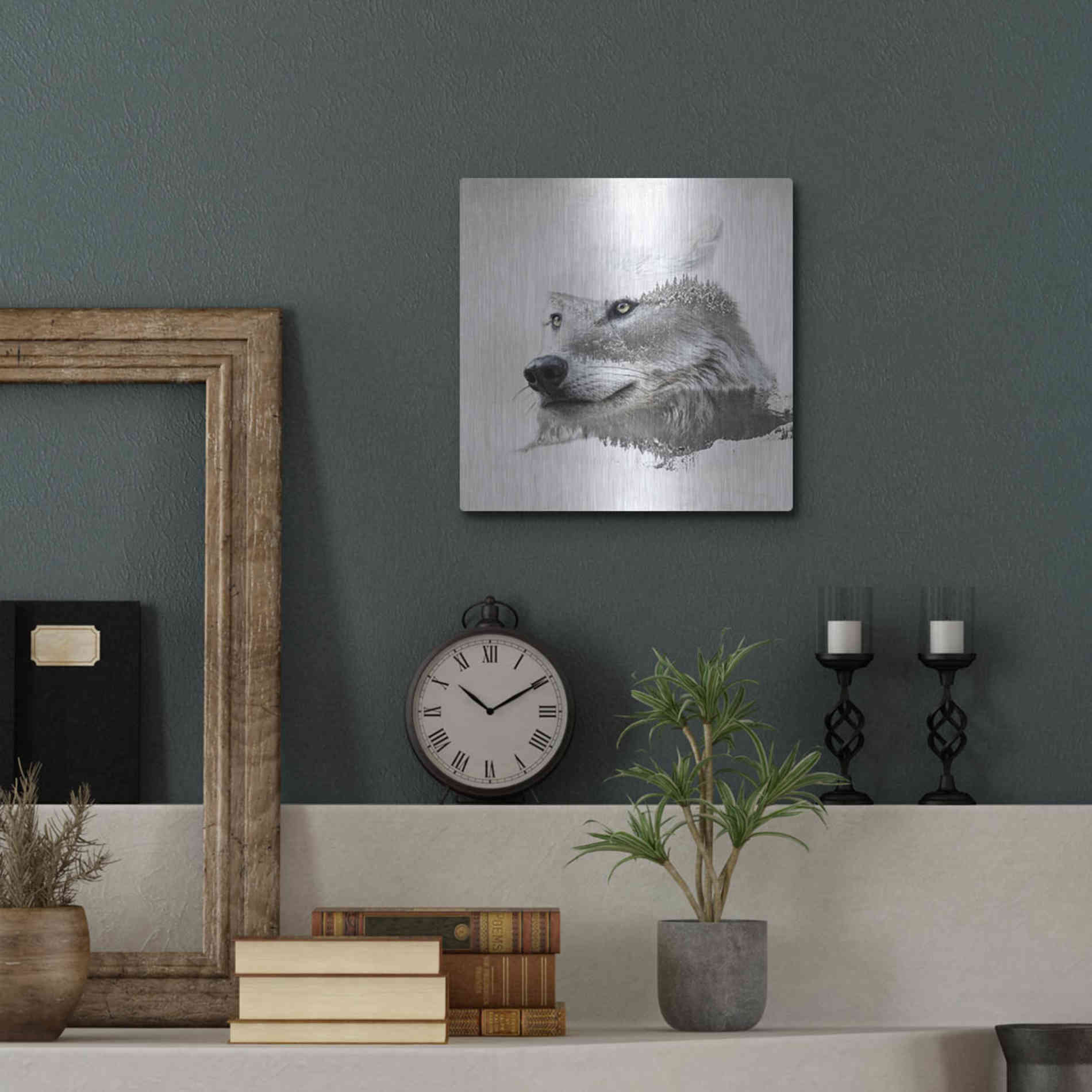 Luxe Metal Art 'Wolf In Ice' by Karen Smith Metal Wall Art,12x12