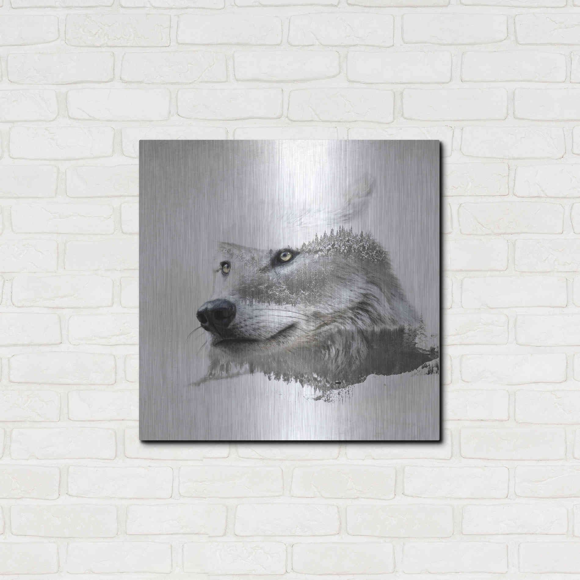 Luxe Metal Art 'Wolf In Ice' by Karen Smith Metal Wall Art,24x24