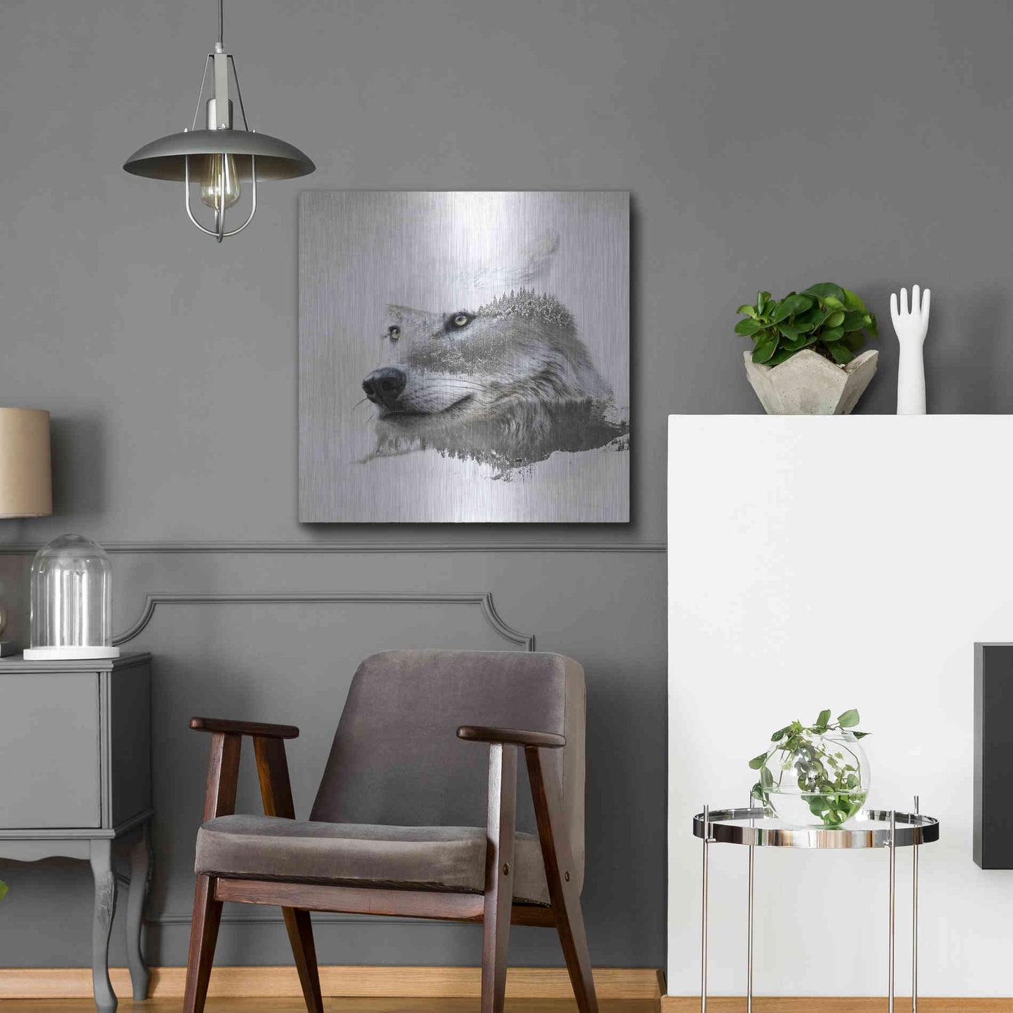 Luxe Metal Art 'Wolf In Ice' by Karen Smith Metal Wall Art,24x24