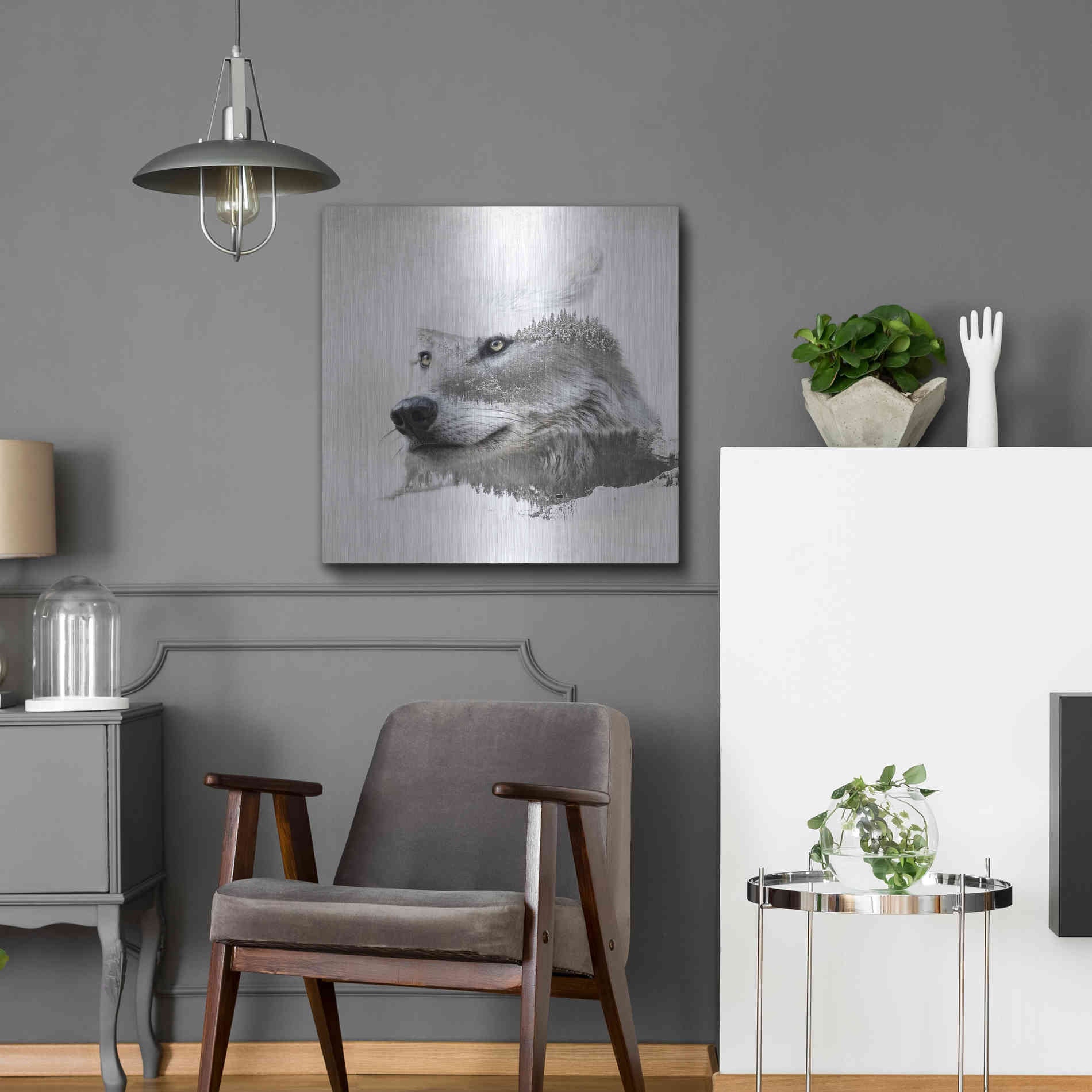 Luxe Metal Art 'Wolf In Ice' by Karen Smith Metal Wall Art,24x24