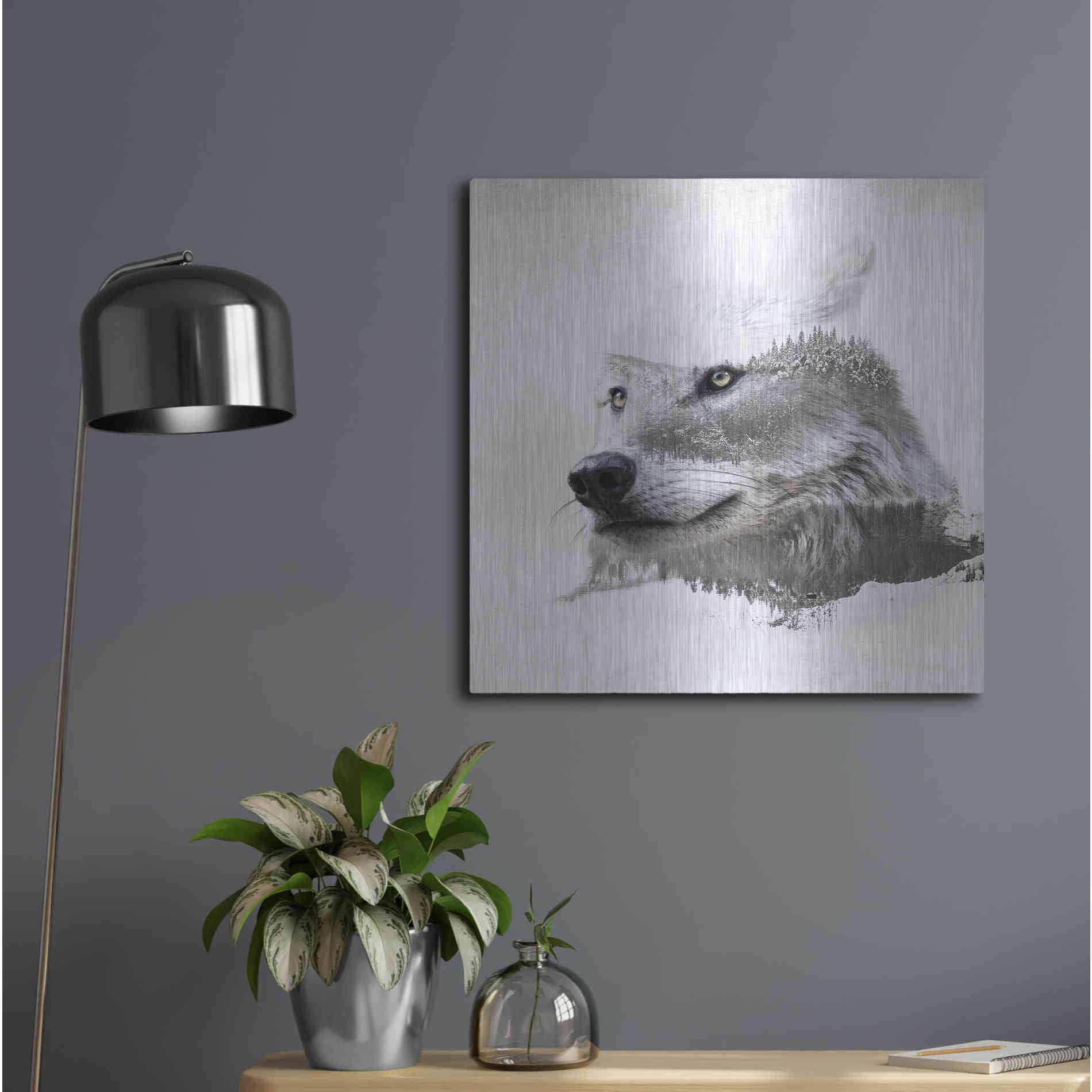 Luxe Metal Art 'Wolf In Ice' by Karen Smith Metal Wall Art,24x24