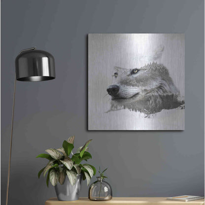 Luxe Metal Art 'Wolf In Ice' by Karen Smith Metal Wall Art,24x24