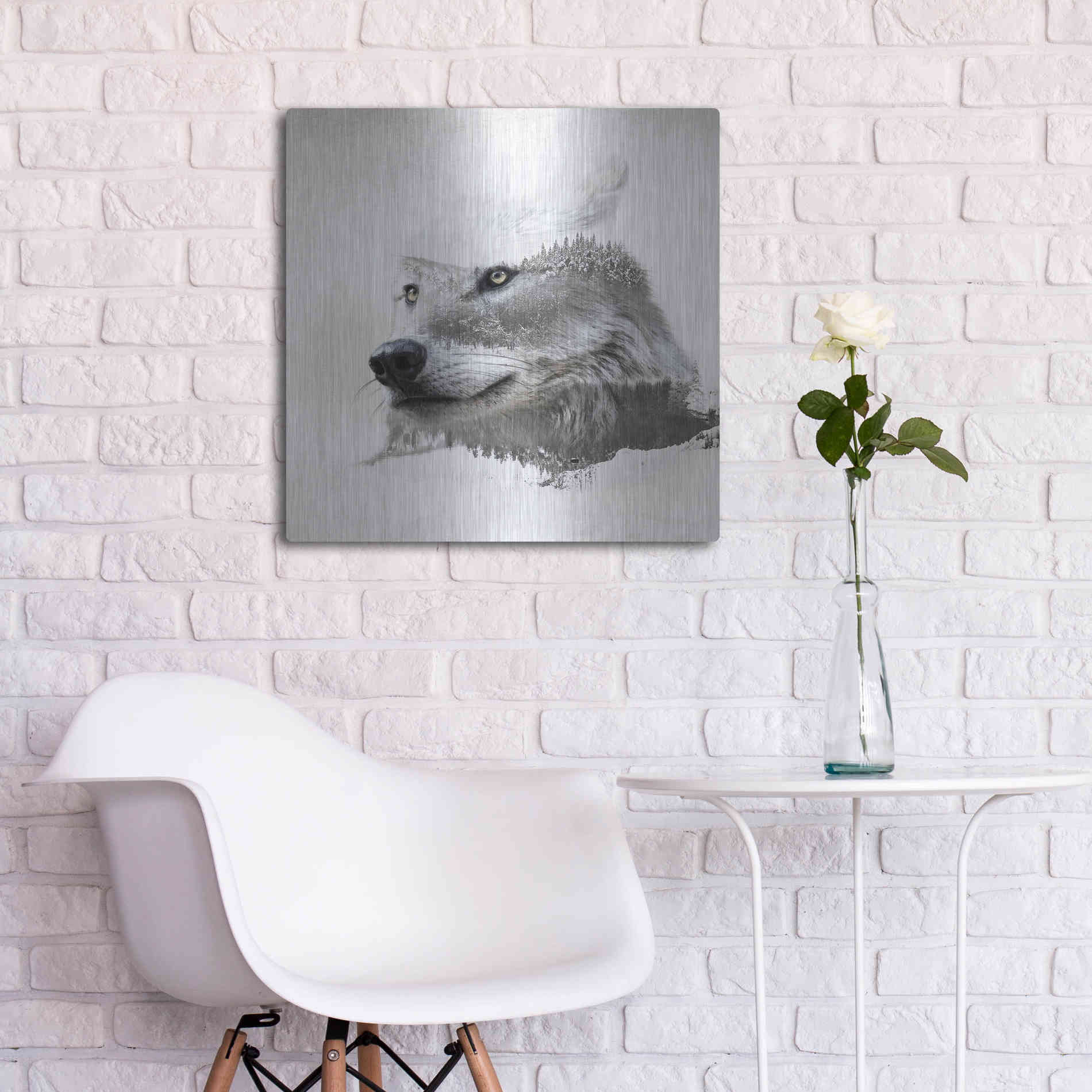 Luxe Metal Art 'Wolf In Ice' by Karen Smith Metal Wall Art,24x24