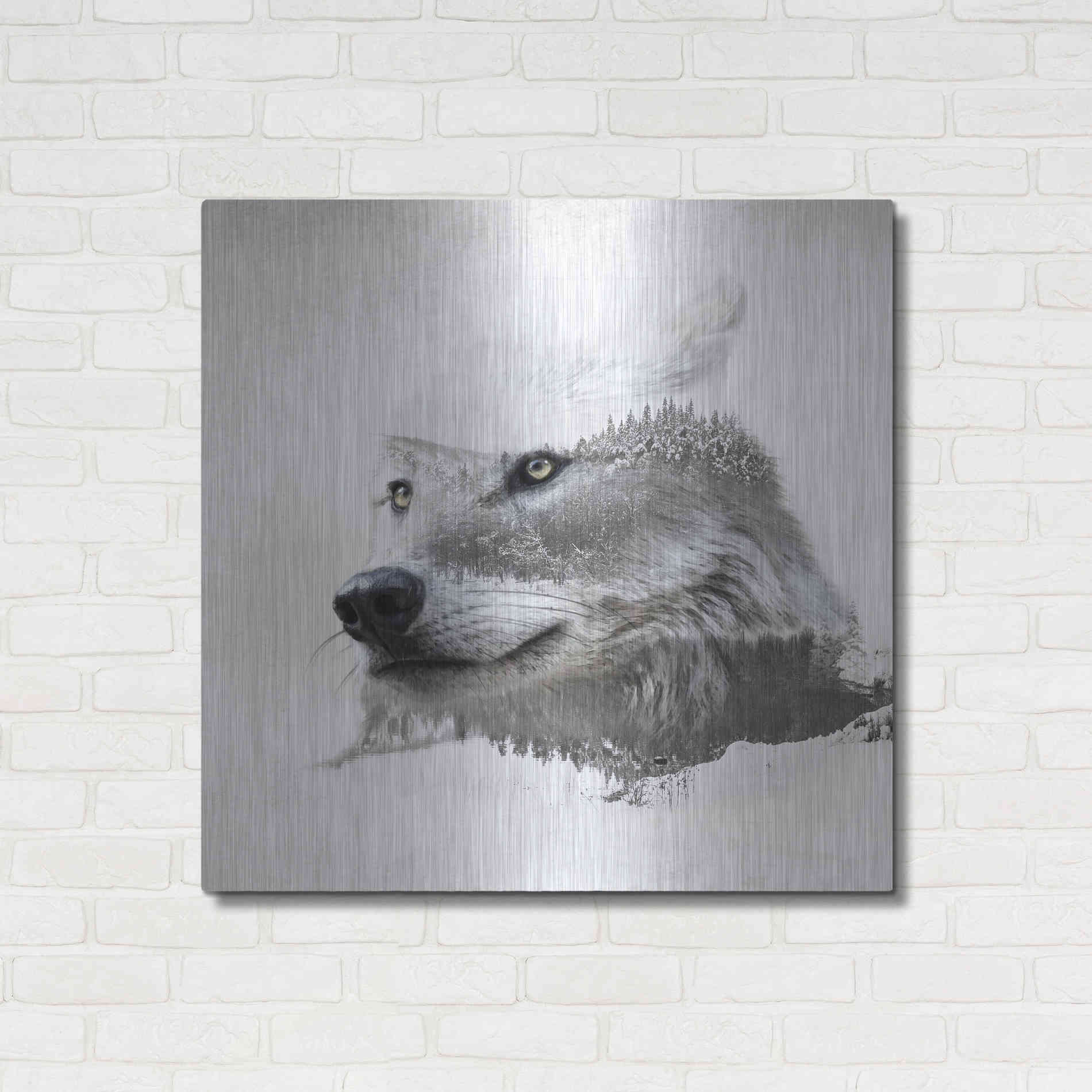 Luxe Metal Art 'Wolf In Ice' by Karen Smith Metal Wall Art,36x36