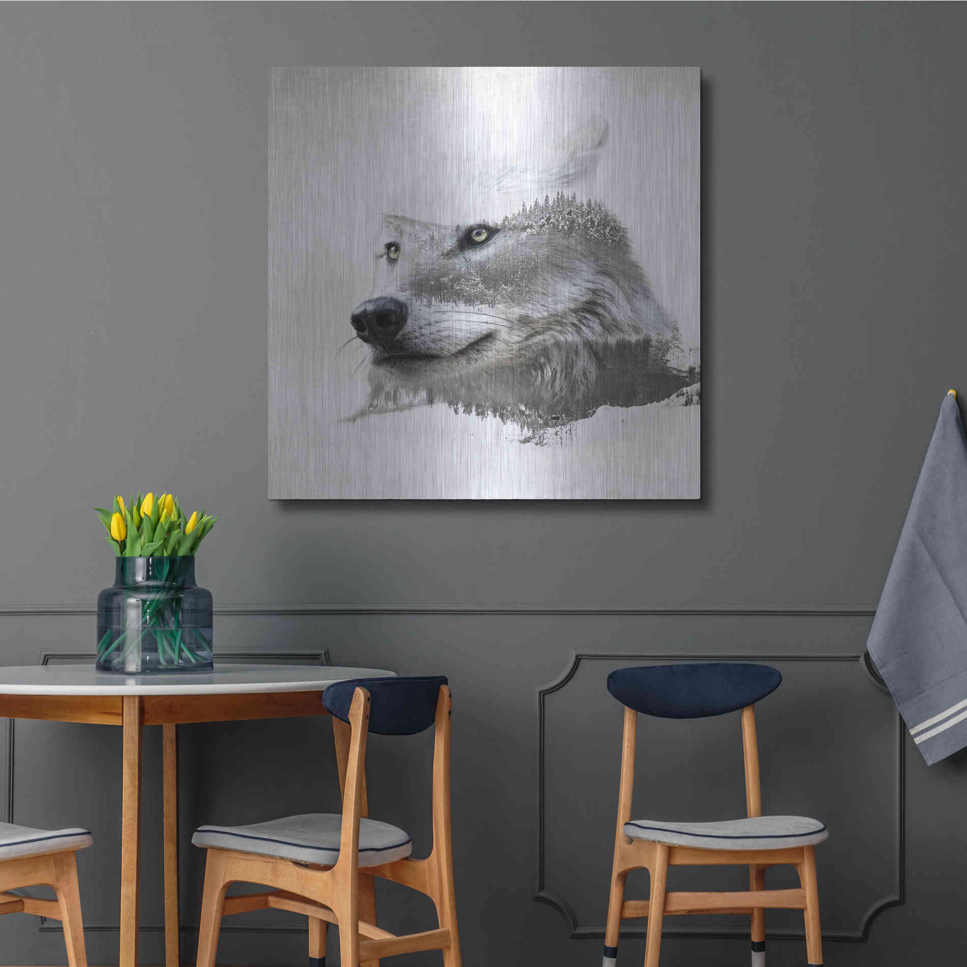Luxe Metal Art 'Wolf In Ice' by Karen Smith Metal Wall Art,36x36