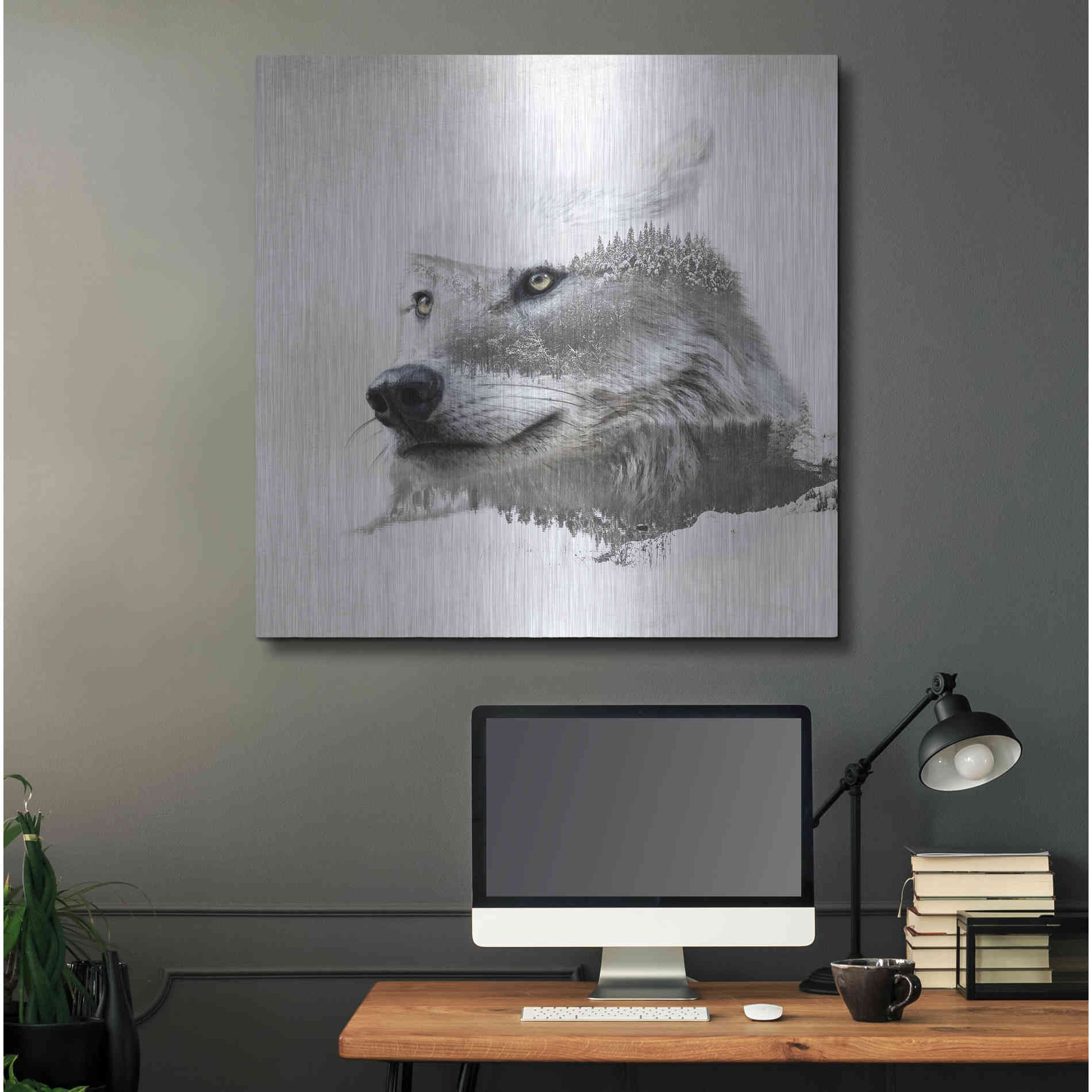 Luxe Metal Art 'Wolf In Ice' by Karen Smith Metal Wall Art,36x36