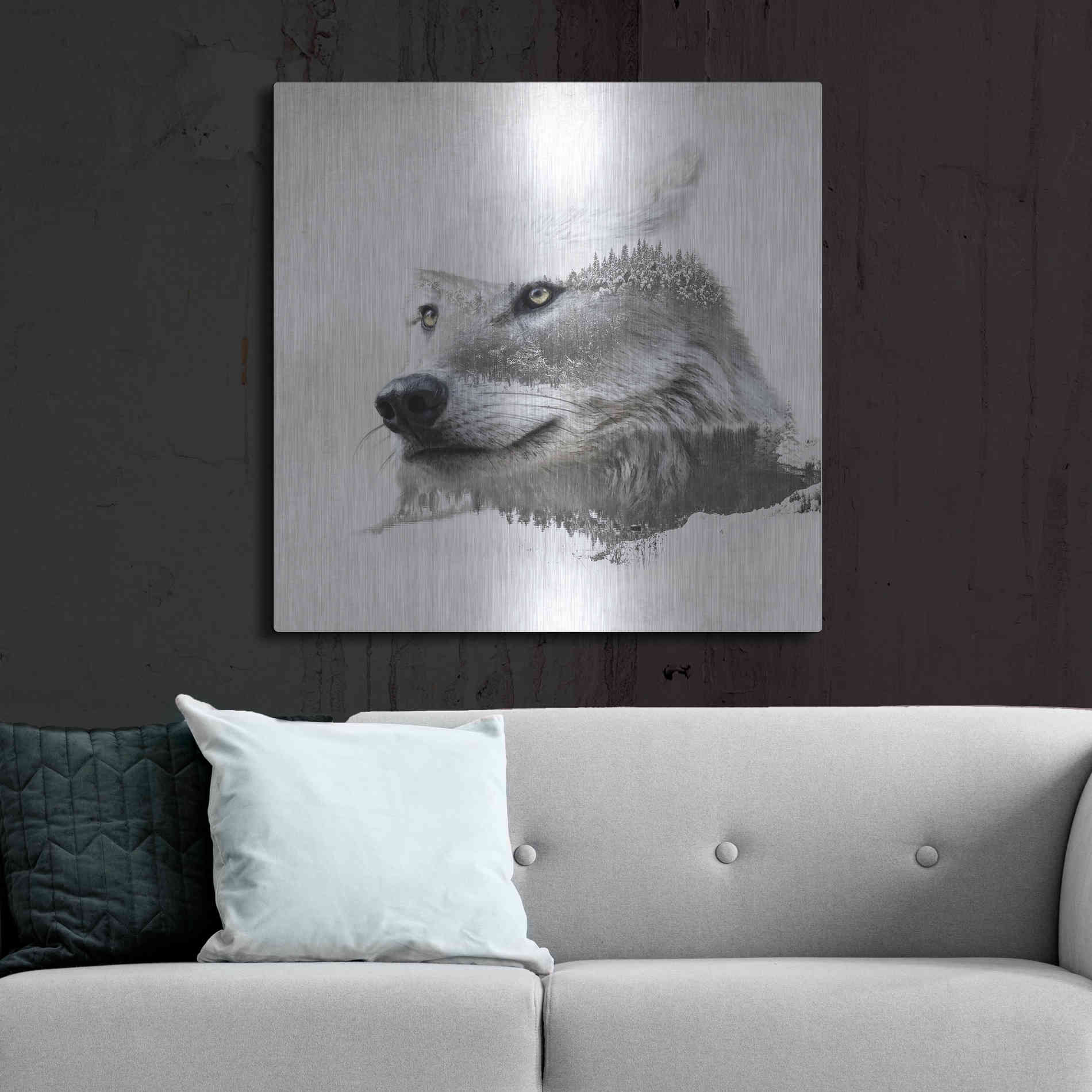 Luxe Metal Art 'Wolf In Ice' by Karen Smith Metal Wall Art,36x36