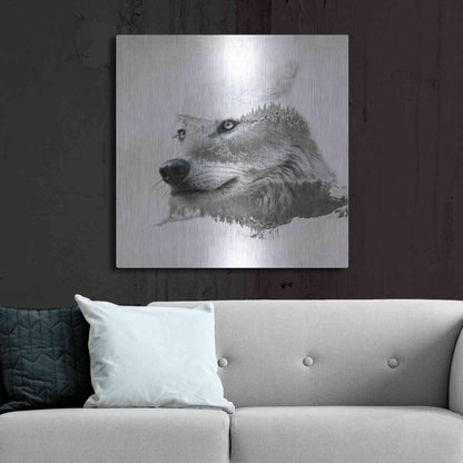 Luxe Metal Art 'Wolf In Ice' by Karen Smith Metal Wall Art,36x36