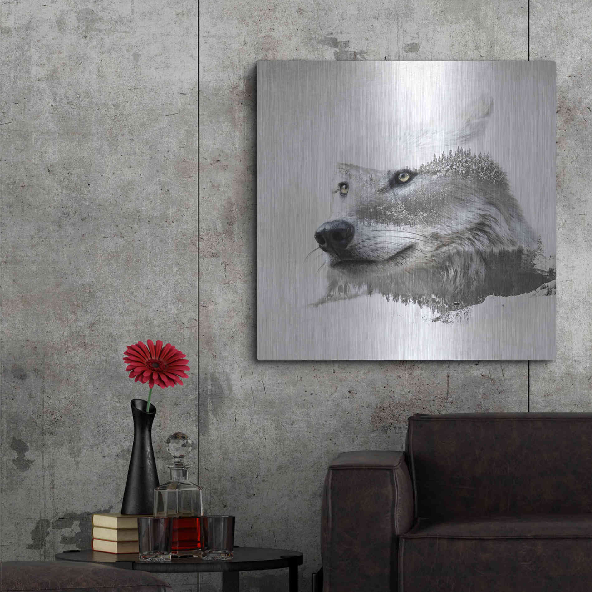 Luxe Metal Art 'Wolf In Ice' by Karen Smith Metal Wall Art,36x36