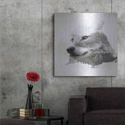 Luxe Metal Art 'Wolf In Ice' by Karen Smith Metal Wall Art,36x36