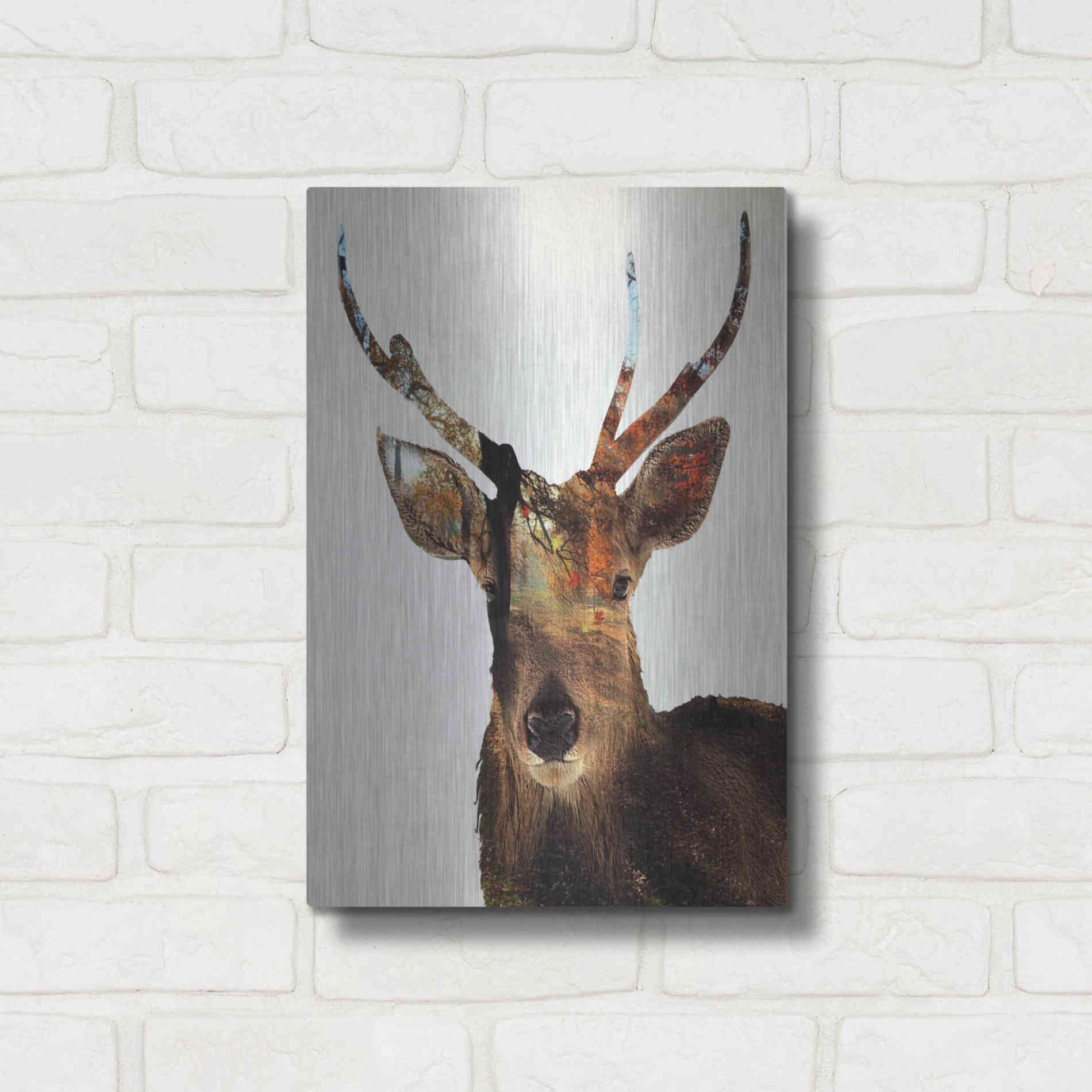 Luxe Metal Art 'Stag Forest' by Karen Smith Metal Wall Art,12x16