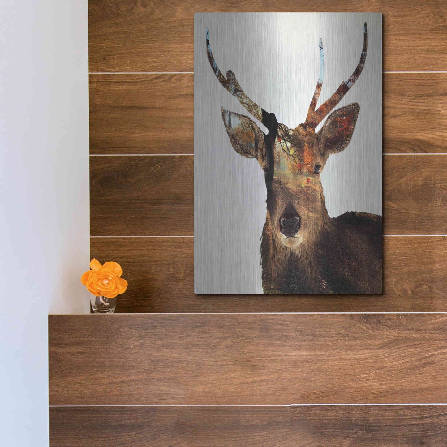 Luxe Metal Art 'Stag Forest' by Karen Smith Metal Wall Art,12x16