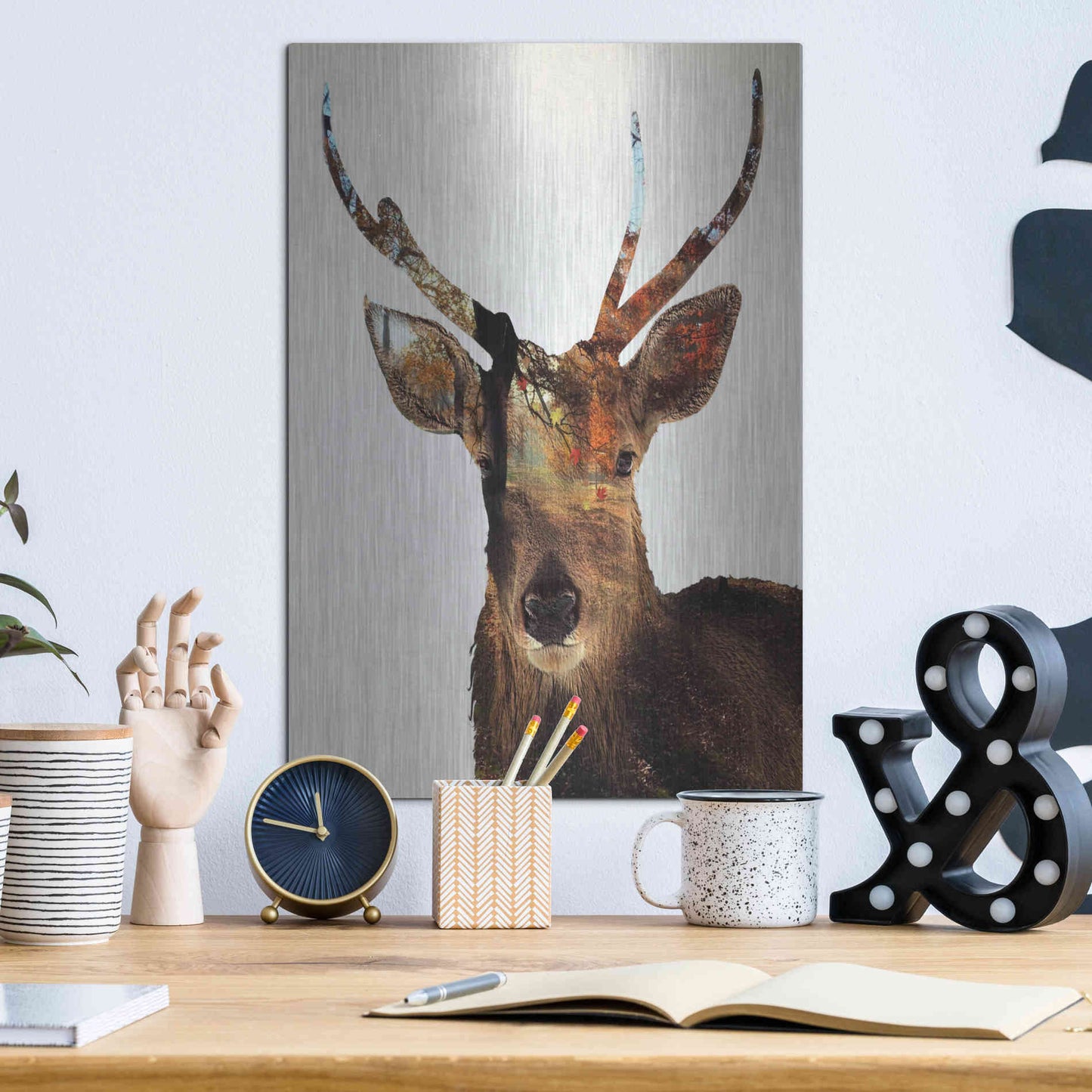 Luxe Metal Art 'Stag Forest' by Karen Smith Metal Wall Art,12x16