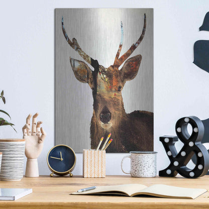 Luxe Metal Art 'Stag Forest' by Karen Smith Metal Wall Art,12x16