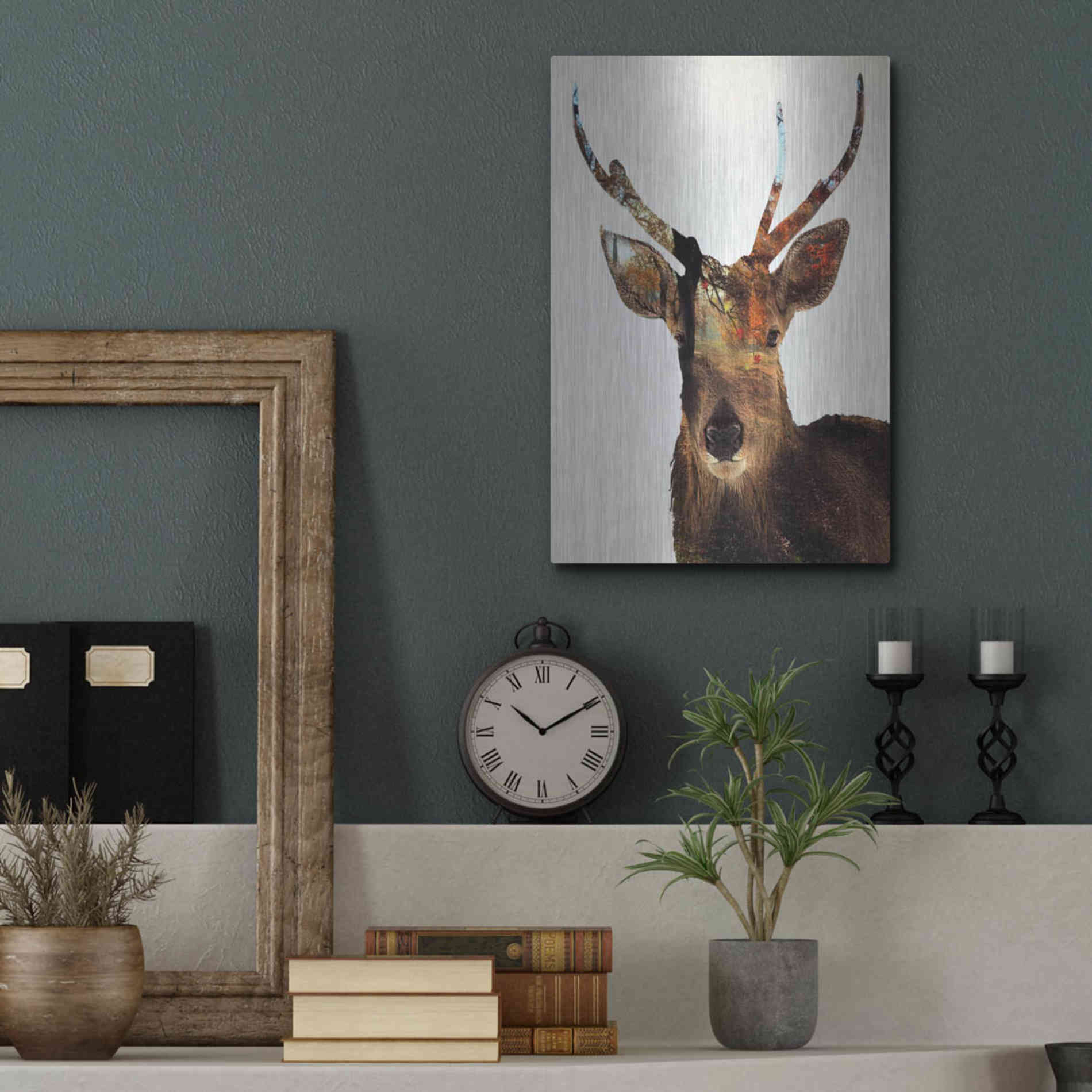 Luxe Metal Art 'Stag Forest' by Karen Smith Metal Wall Art,12x16