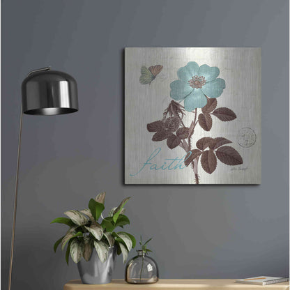 Luxe Metal Art 'Touch of Blue II - Faith' by Katie Pertiet, Metal Wall Art,24x24