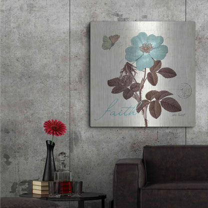 Luxe Metal Art 'Touch of Blue II - Faith' by Katie Pertiet, Metal Wall Art,36x36