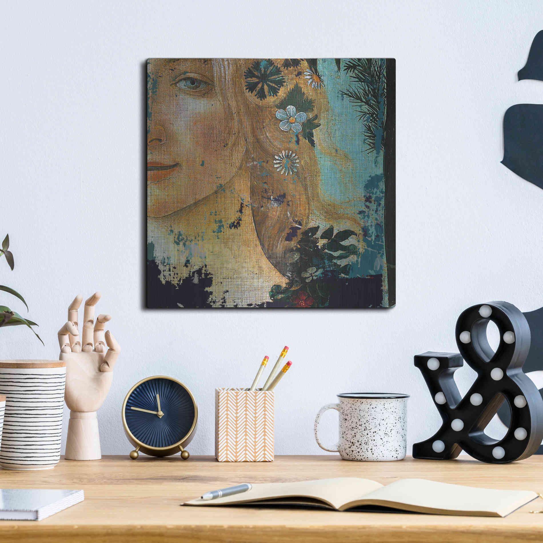 Luxe Metal Art 'Flower Lady' by Karen Smith Metal Wall Art,12x12