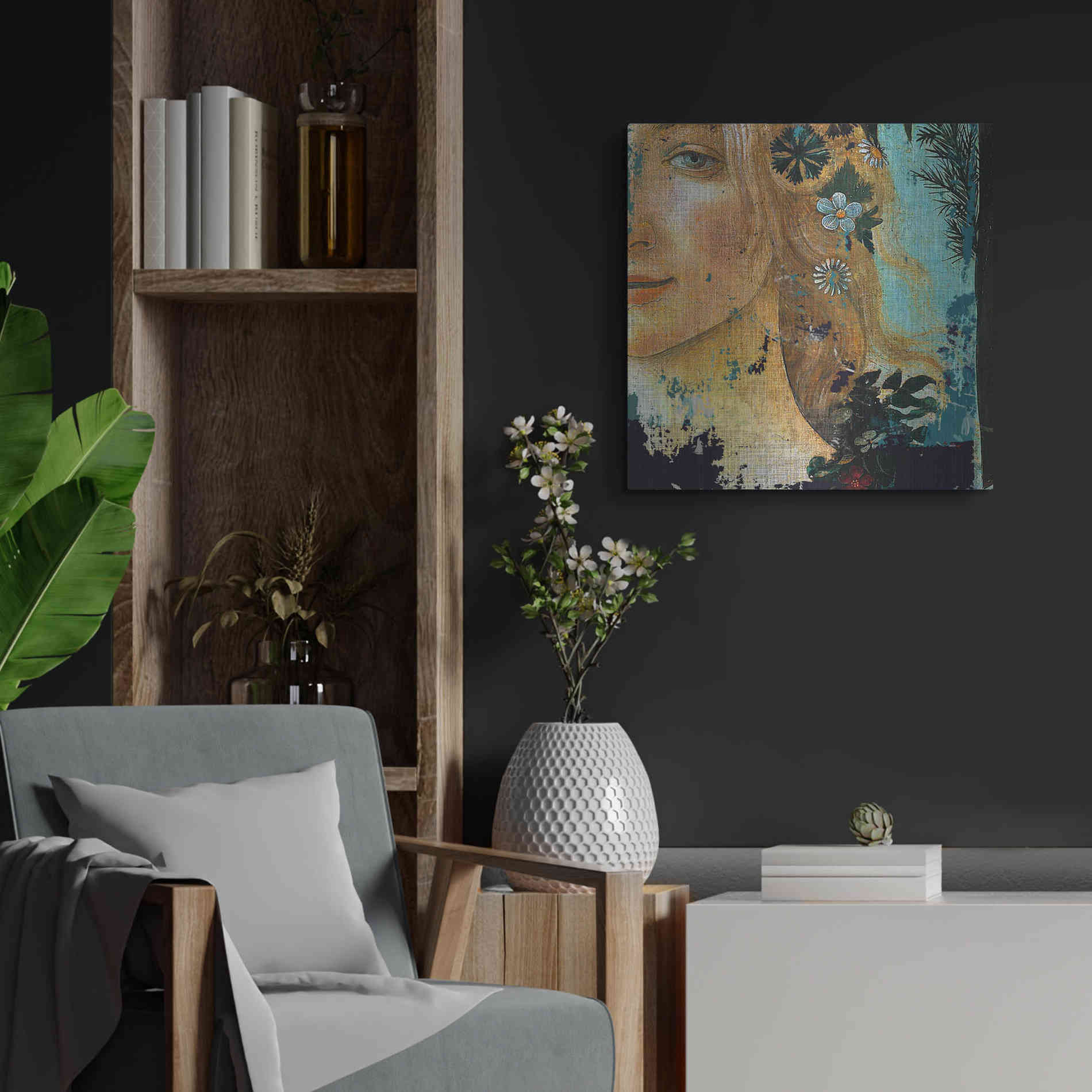 Luxe Metal Art 'Flower Lady' by Karen Smith Metal Wall Art,24x24