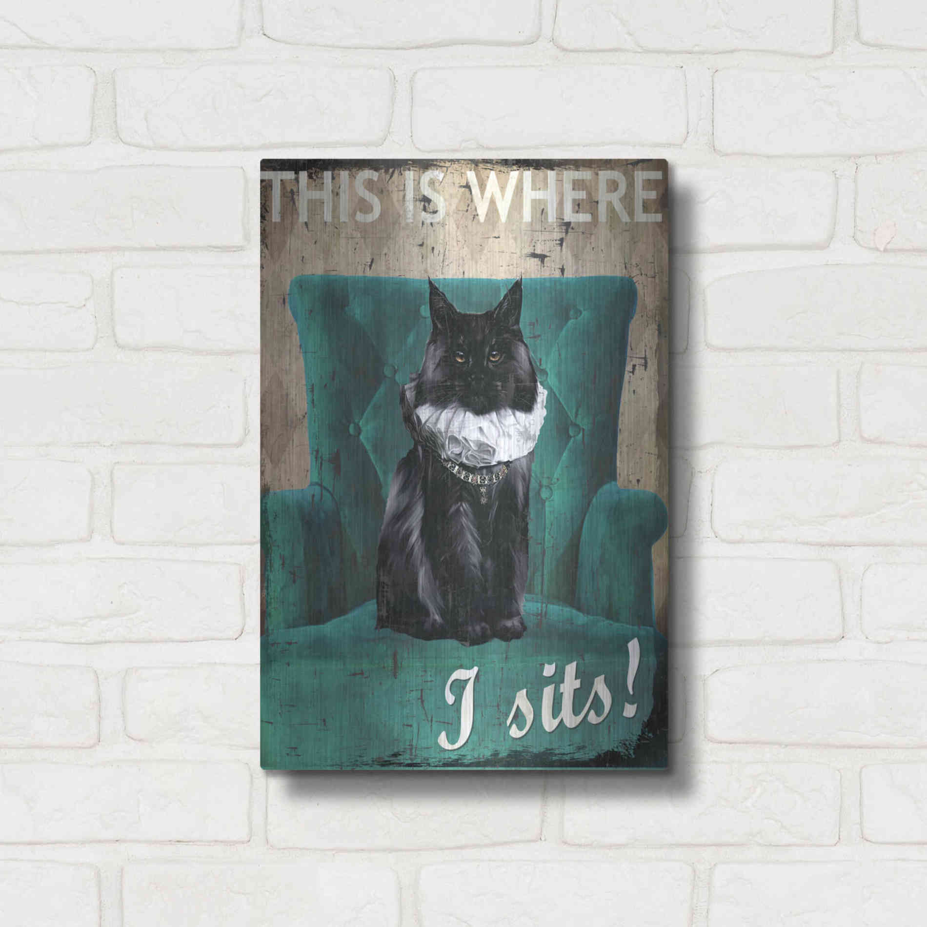 Luxe Metal Art 'I Sits' by Karen Smith Metal Wall Art,12x16