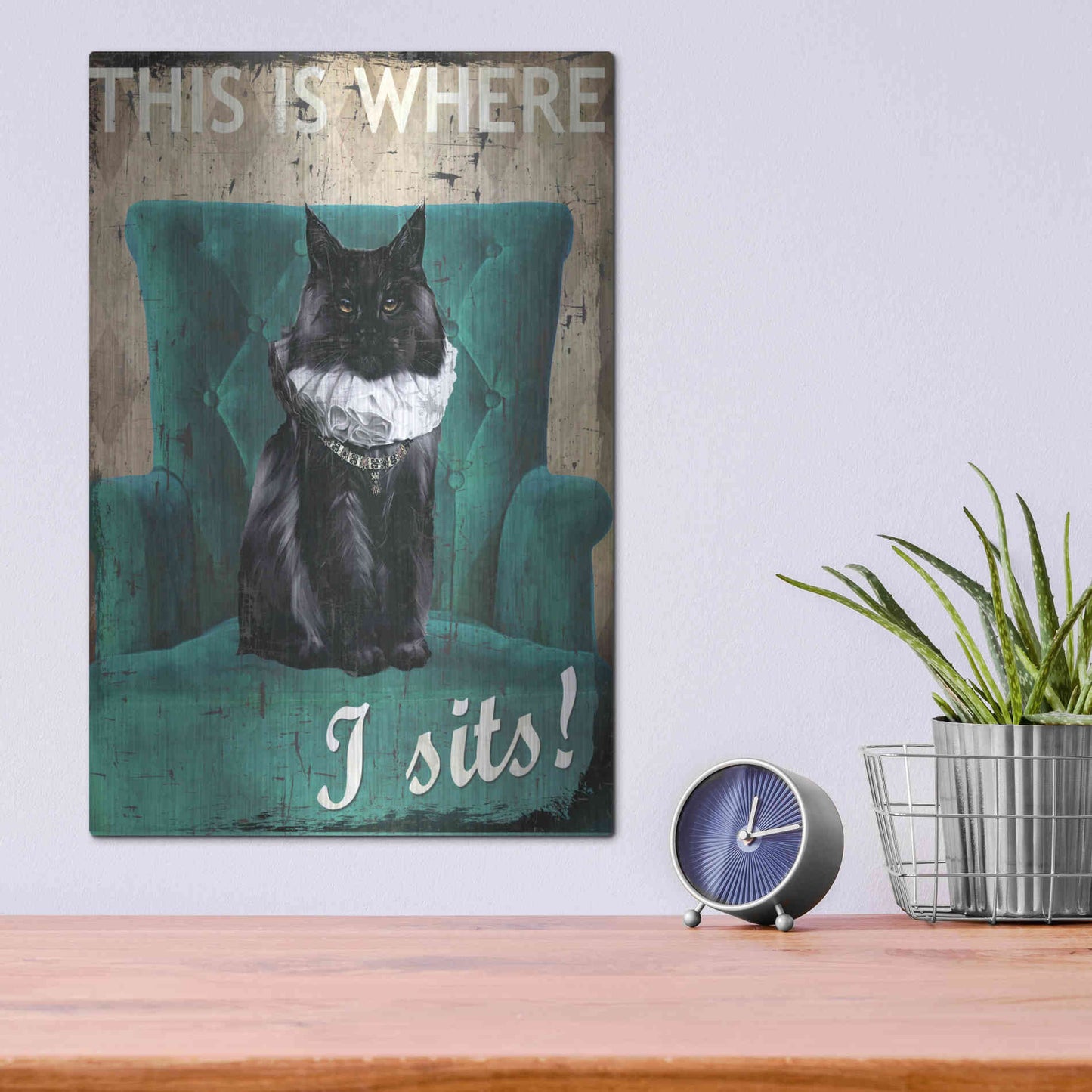 Luxe Metal Art 'I Sits' by Karen Smith Metal Wall Art,12x16