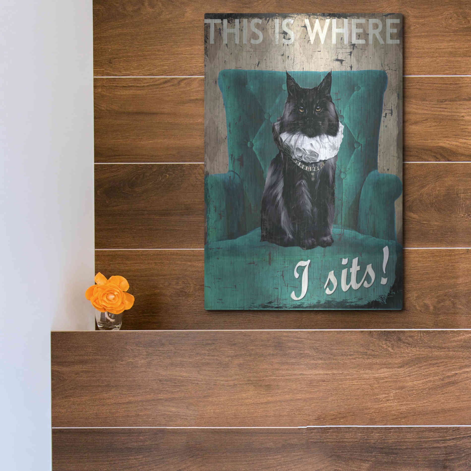 Luxe Metal Art 'I Sits' by Karen Smith Metal Wall Art,12x16